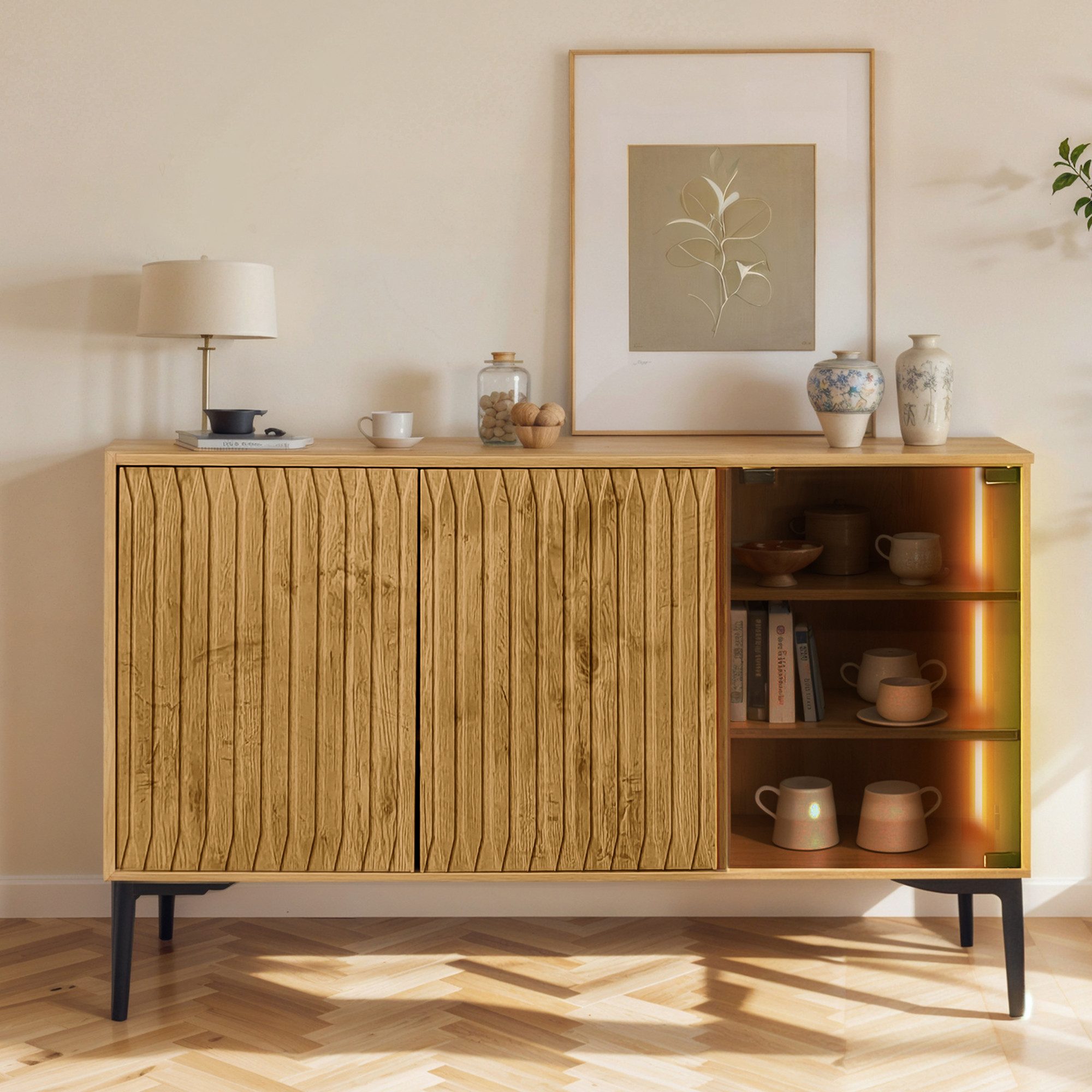 Flieks Sideboard mit LED-Beleuchtung (B120/T35/H80 cm, günstig online kaufen