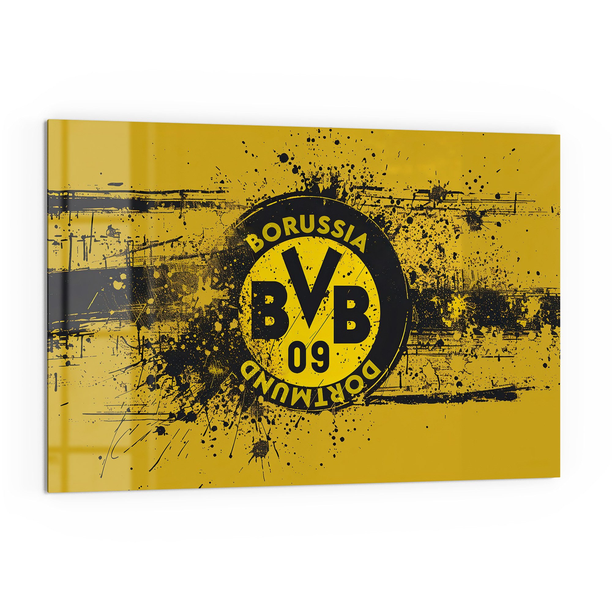 DEQORI Küchenrückwand 'Wappen Borussia Dortmund', Glas Spritzschutz Badrückwand Herdblende
