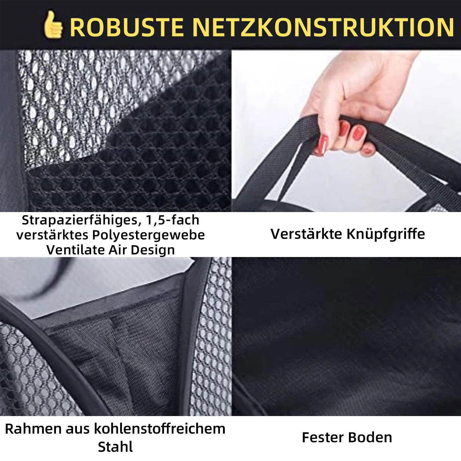 TWSOUL Wäschekorb 2 Stück Faltbarer wäschekorb, 3-Fächer Mesh Pop Up, 82cm, günstig online kaufen