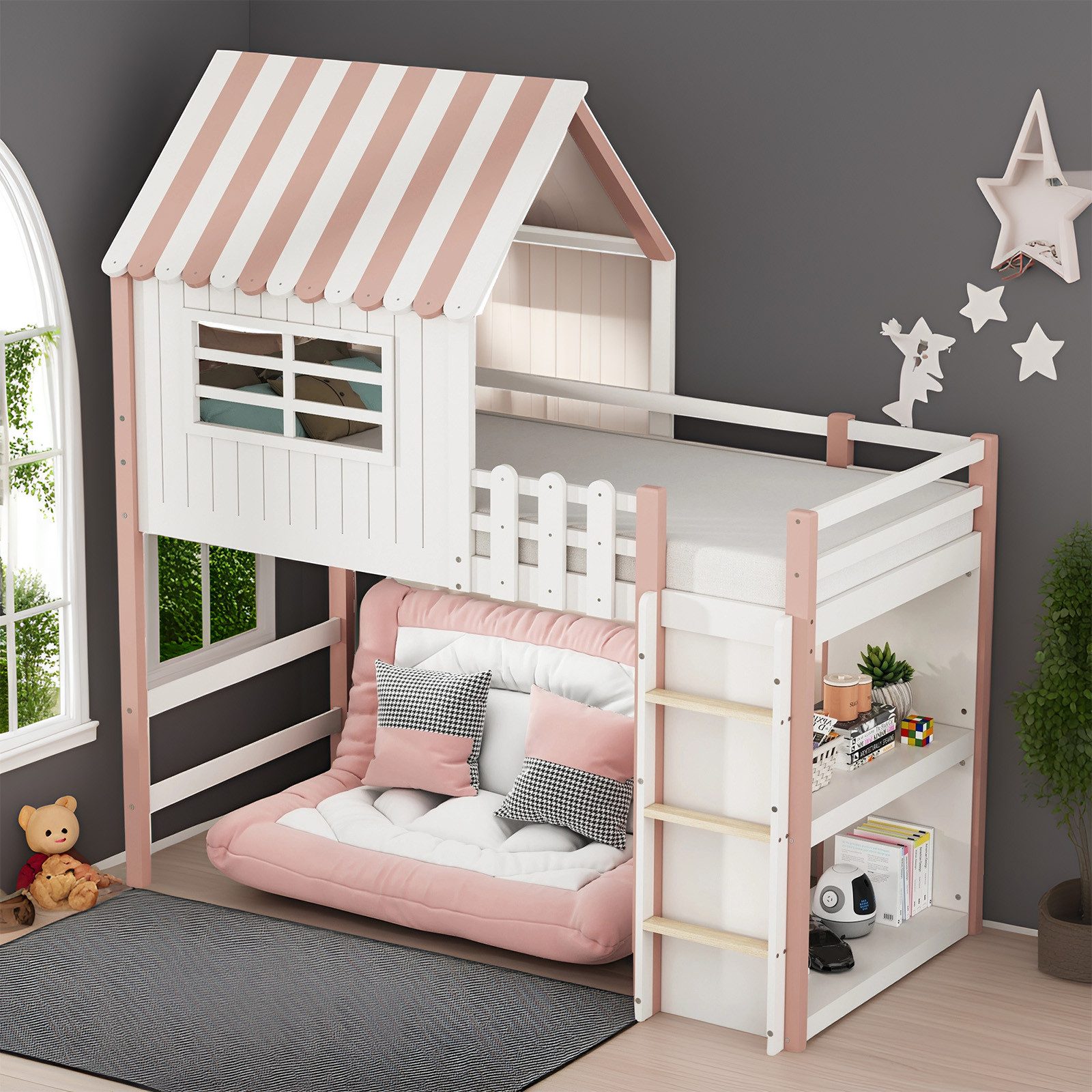 MODFU Kinderbett Massivholz Spielbett, Hochbett (mit günstig online kaufen