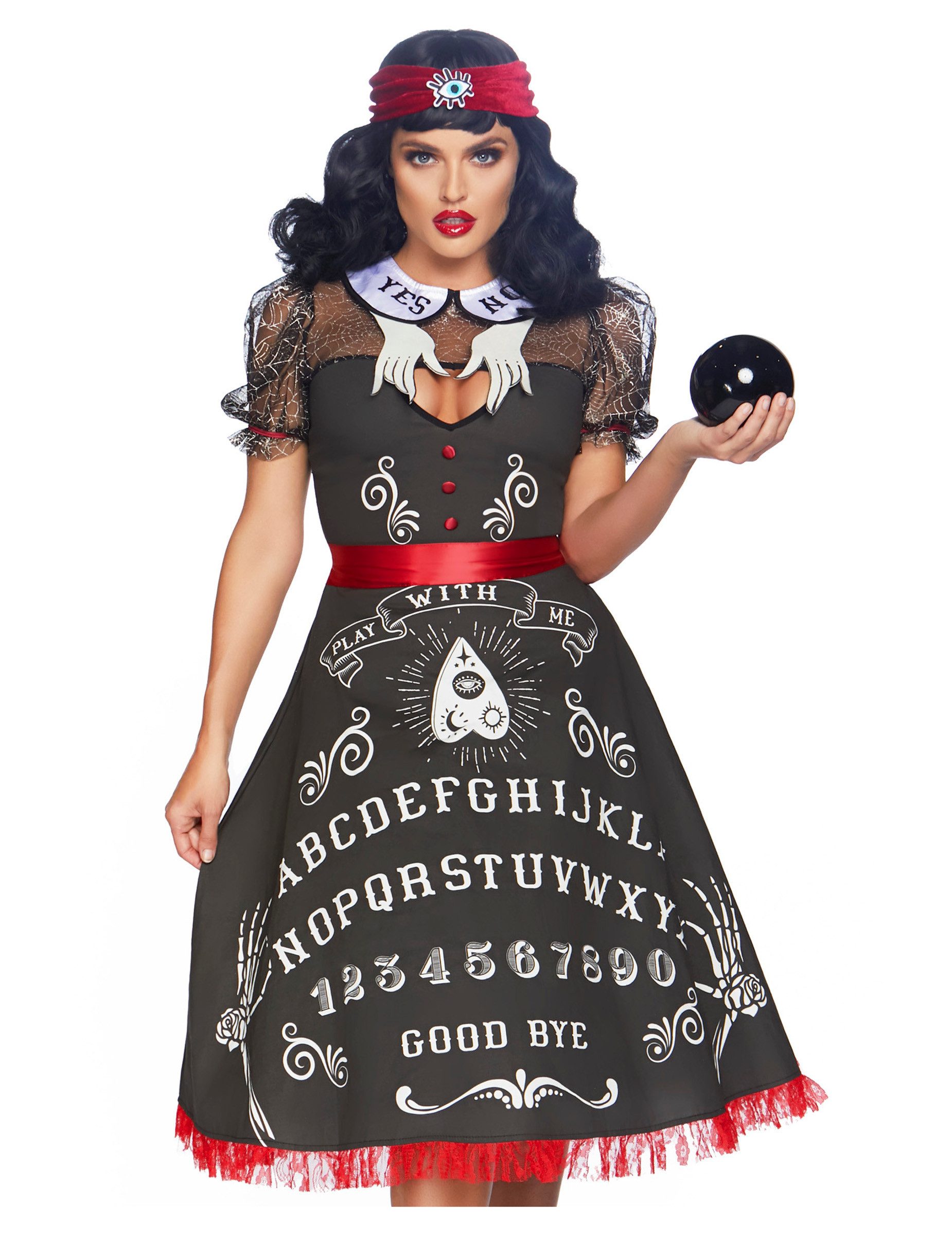 legavenue Monster-Kostüm Wahrsagerin-Kostüm Ouija-Brett Halloweenkostüm schwarz-weiss
