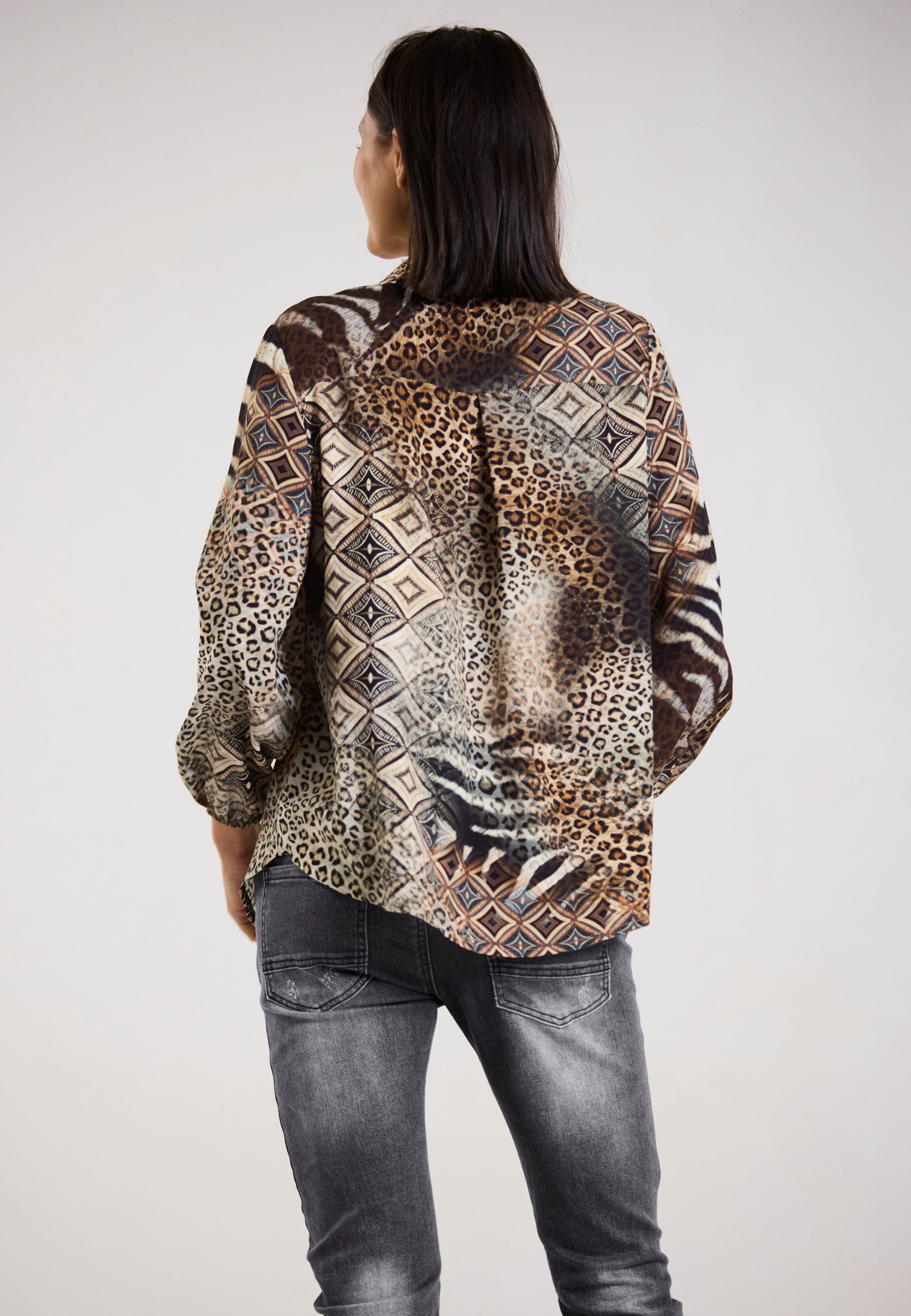 Andijamo-Fashion Schlupfbluse WILD HARMONY Mix aus Animalprint und grafischen Mustern