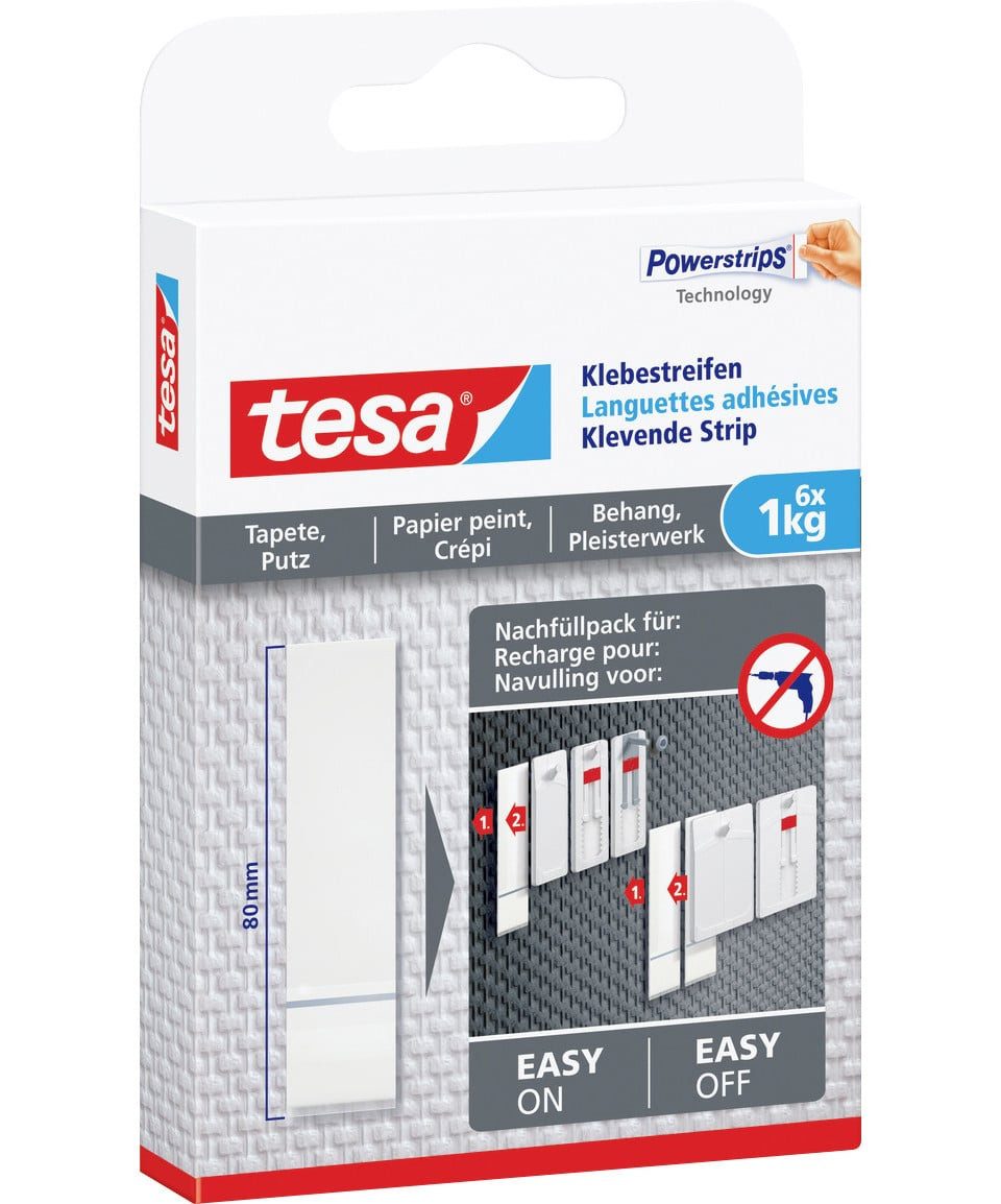 tesa Klebepad tesa Klebestreifen Traglast 1 kg, 6 Stück