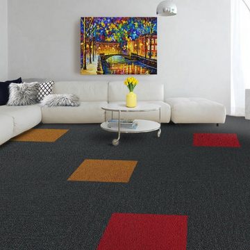 Teppichfliese Lyonn, Bodenschutz, Erhältlich in 6 Farben, 50 x 50 cm, casa pura, quadratisch, Höhe: 6 mm, Selbstliegend