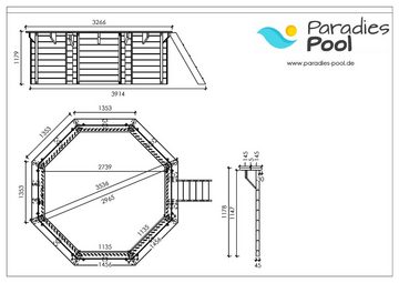 Paradies Pool Pool, Holzpool Kalea Platin 354x118cm, Folie sand 0,8mm