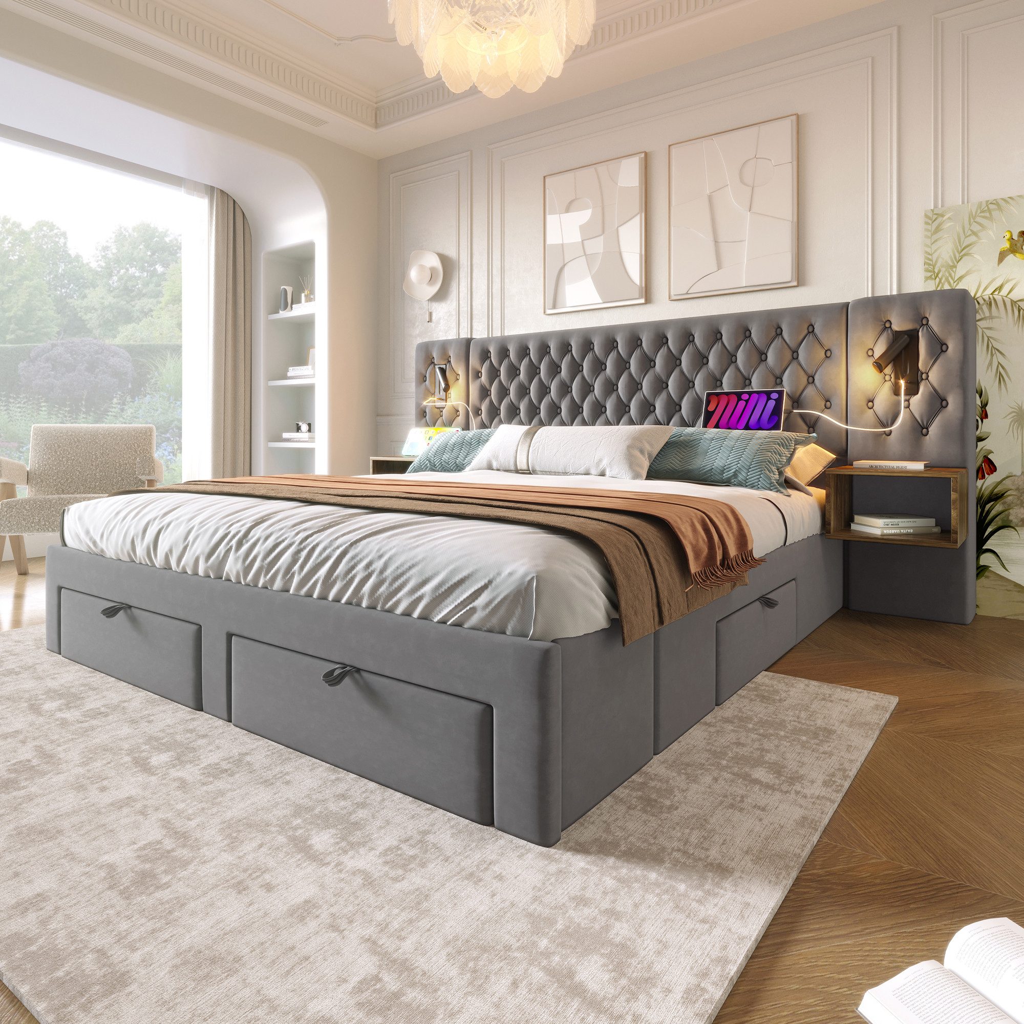 OKWISH Polsterbett Bettanlage Schlafzimmer Komplett Set (Doppelbett, 1-tlg. günstig online kaufen