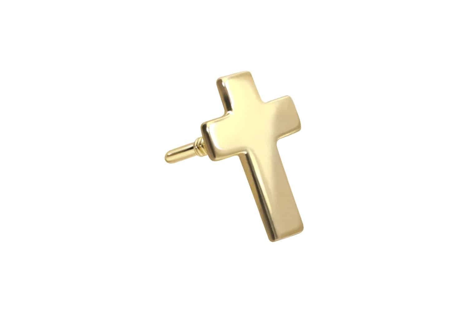 Piercing-Set 14 Karat Gold Schraubaufsatz mit Außengewinde KREUZ