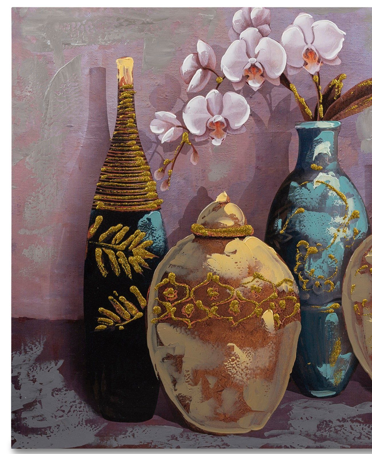 bunt Wanddekoobjekt 60x80cm dekojohnson Vasen orientalisches Leinwandbild