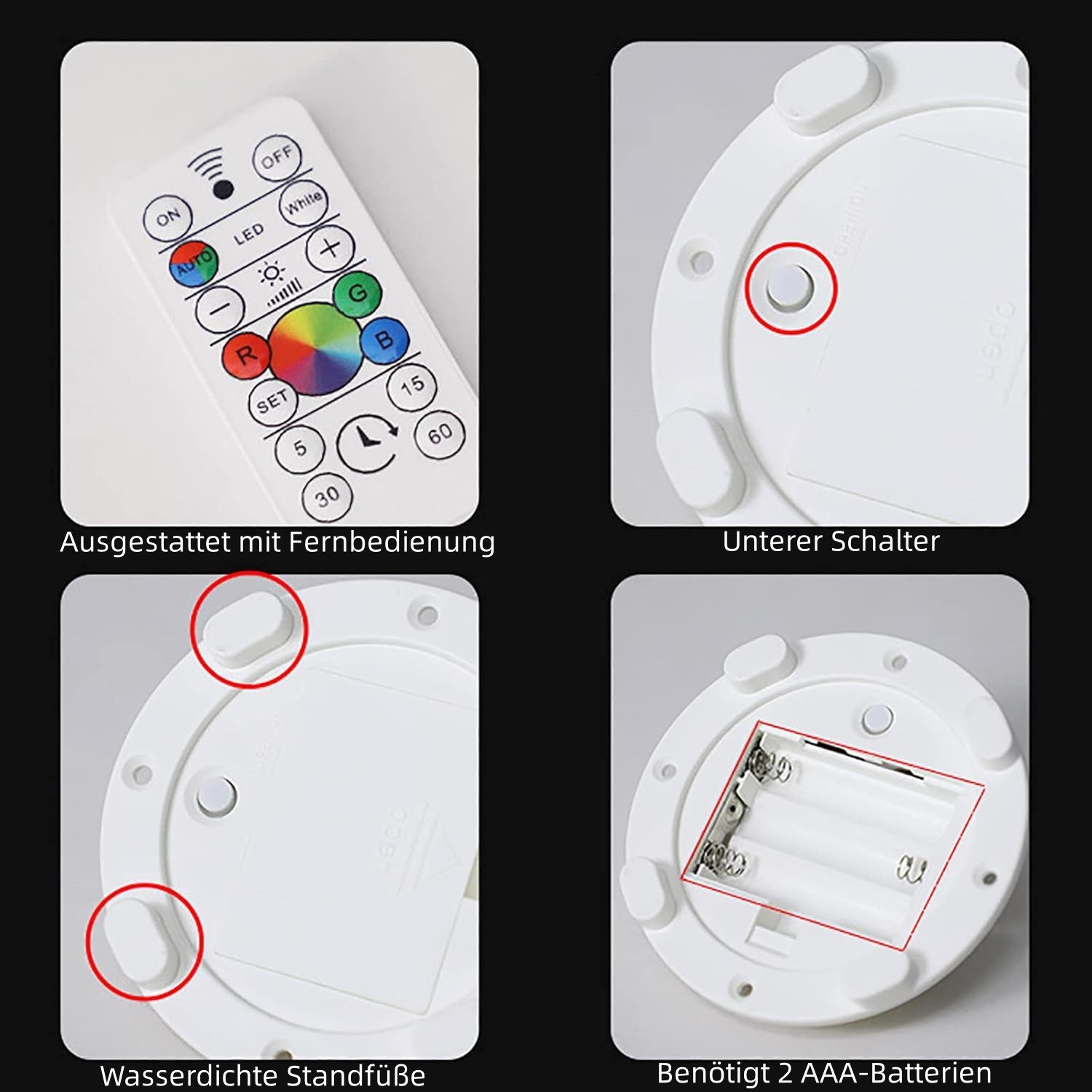POPOLIC Nachttischlampe LED-Nachttischlampe für Babyzimmer, Kinderzimmer und Außenbereich, dimmbare, augenschonende Schreibtischlampe mit 7 Farbwechseln
