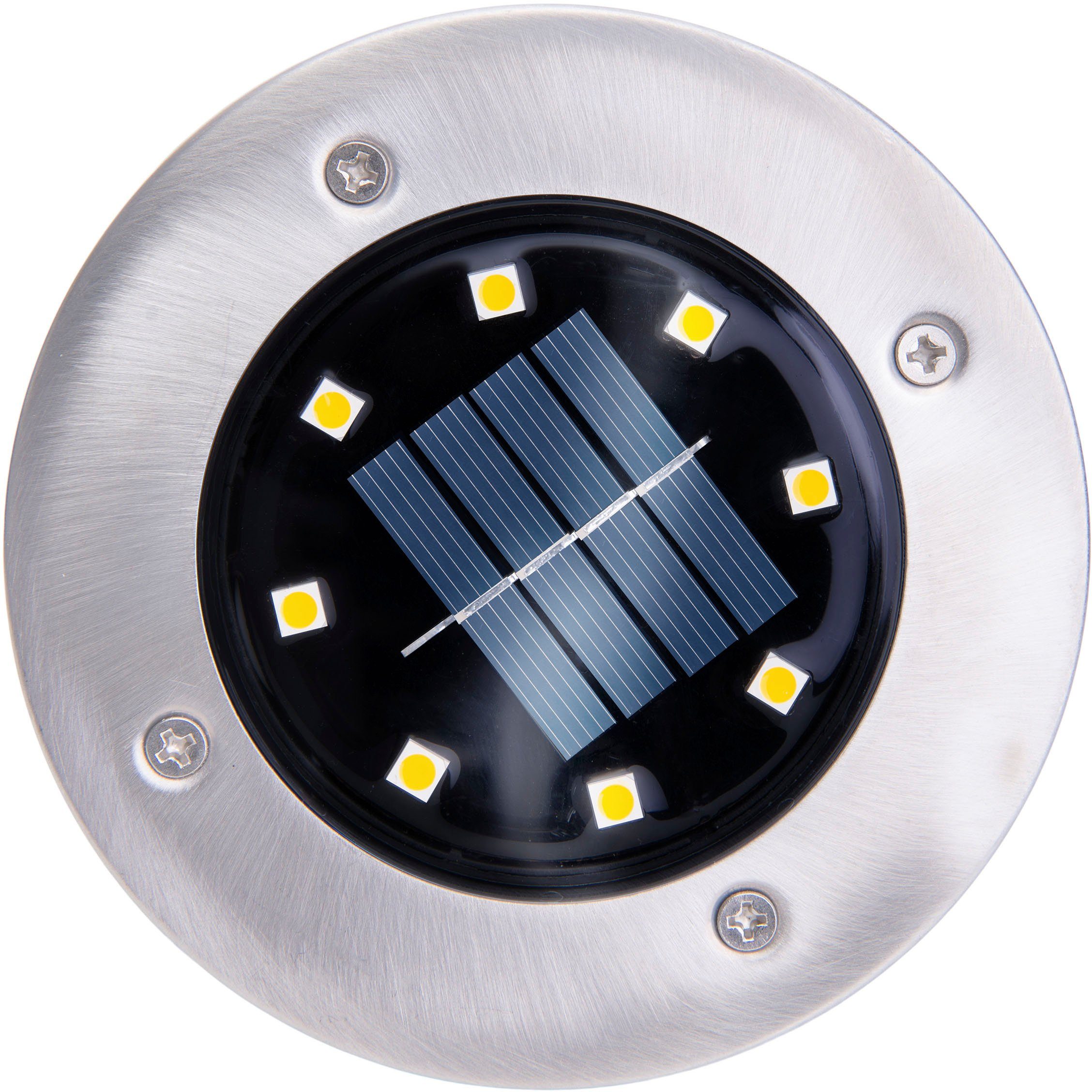 Solar-Boden-Erdspieß,je LED´s; Kian, näve 8 integriert, fest Gartenleuchte incl. 4lm total LED LED LED 3er-Set 0,6W Warmweiß,