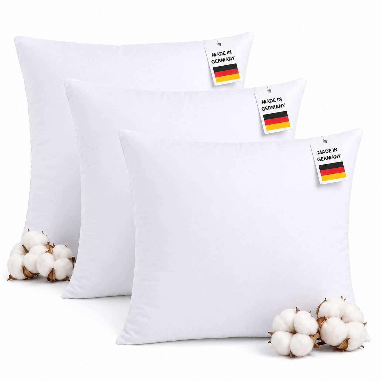 NEXGEN Luxus Baumwollkissen Kopfkissen Hotelkissen Schlafkissen Hotelqualität, Made in Germany, Füllung: Premium Füllwatte, Bezug: Baumwolle, Seitenschläfer, Bauchschläfer, Rückenschläfer, Spar-Set, Hergestellt in Deutschland, Deluxe Komfort