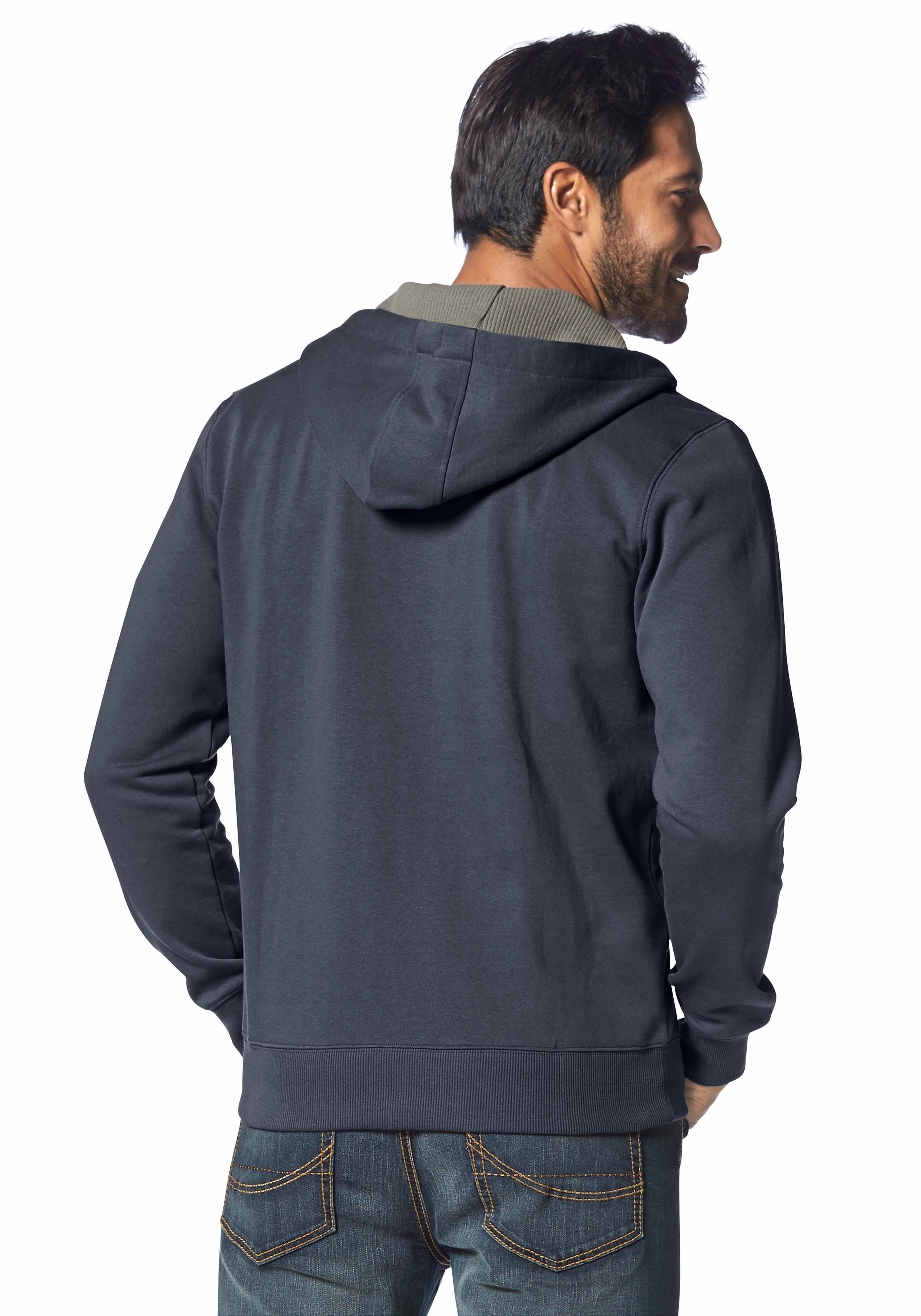 Man's World Kapuzensweatjacke mit kontrastfarbigem Innenfutter