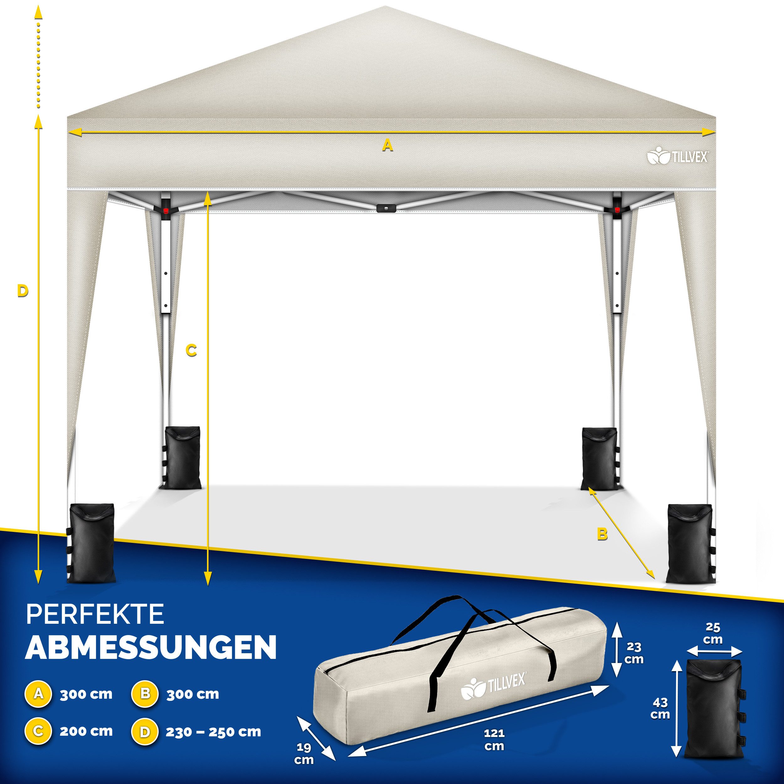 tillvex Faltpavillon tillvex® Pavillon 3x3m Wasserdicht günstig online kaufen