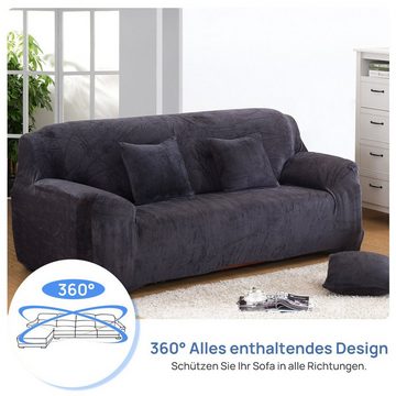 Sofahusse Stretch Samt Sofabezug Modern Sofaüberwurf Elastische Couchbezug, MULISOFT, Sofahusse mit Armlehne für Wohnzimmer, Protector für Hunde Haustiere