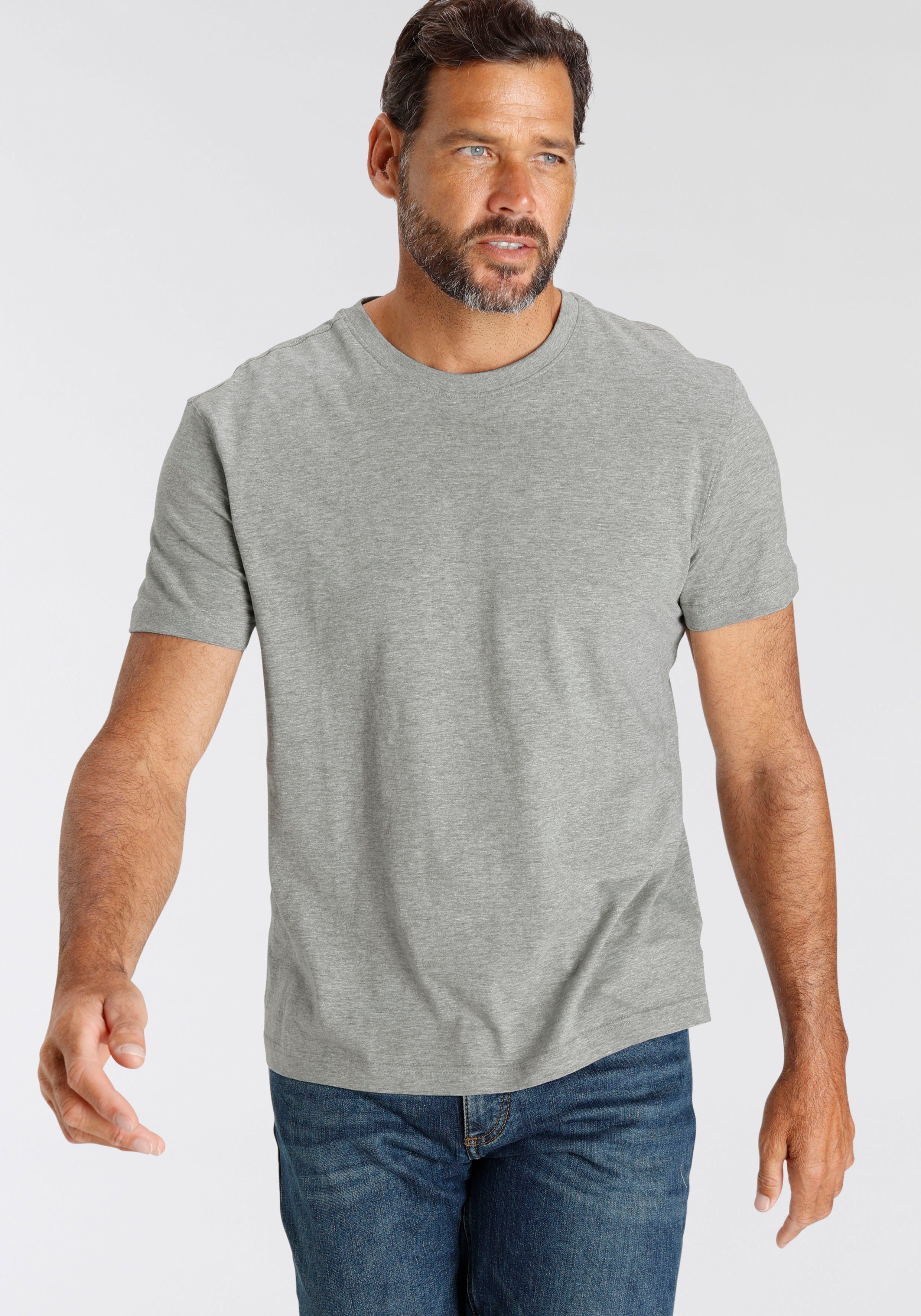 Man's World T-Shirt (Packung, weiss-grau-mel.-schwarz 3-tlg., 3er-Pack) perfekt Unterzieh- als T-shirt
