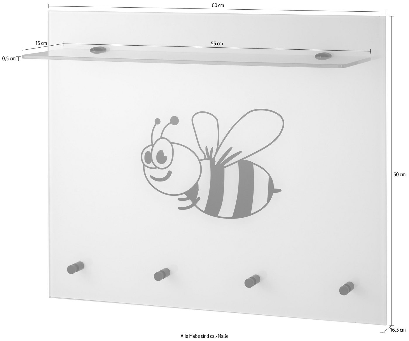GGG MÖBEL Garderobenpaneel »Biene«, aus Glas mit Ablage-HomeTrends