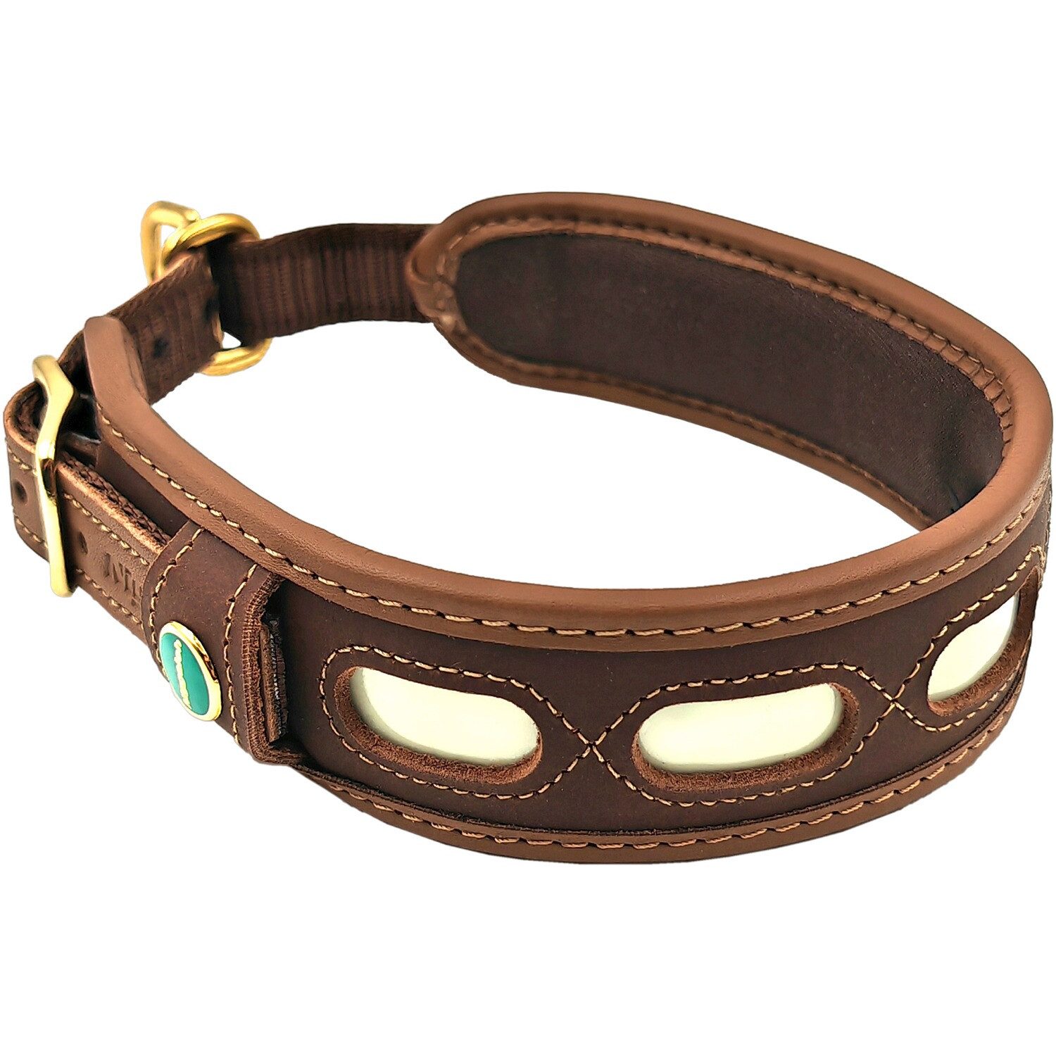 Niggeloh Hunde-Halsband Lederhalsung Lichtblick