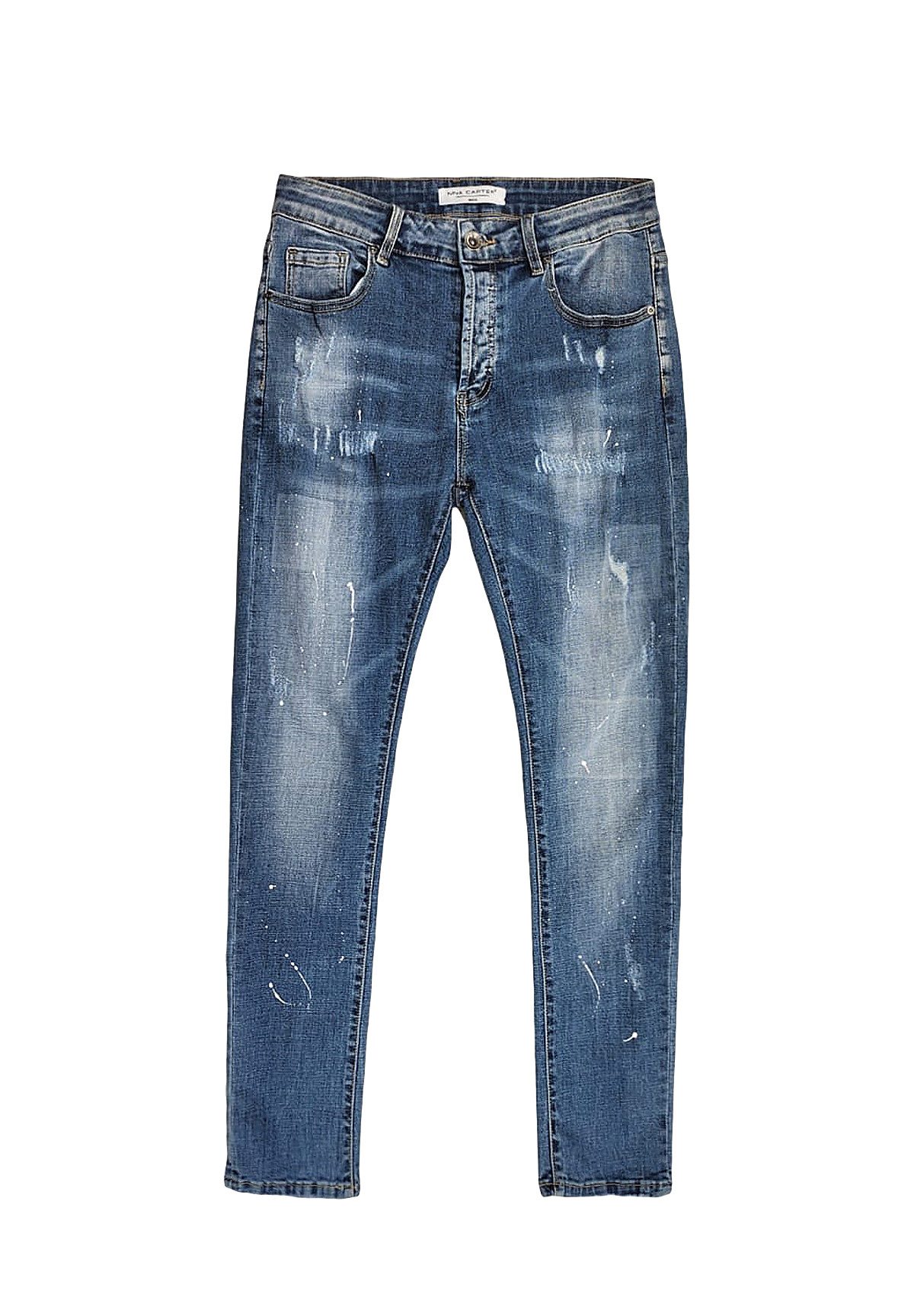 Nina Carter Regular-fit-Jeans Jeans Regular Fit Used-Look Five-Pocket Hose Denim 7607 in Blau