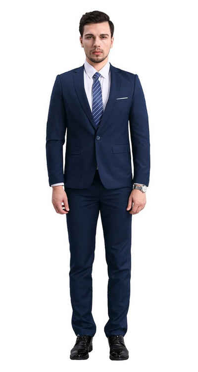 Allthemen Anzug (3 tlg, Sakko & Weste & Hose) Herren modischer Anzug Slim Fit