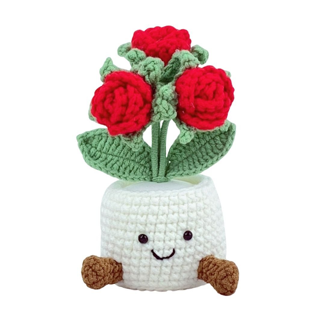 Dekofigur Gehäkelter Blumentopf verschiedene Designs Häkelblumen