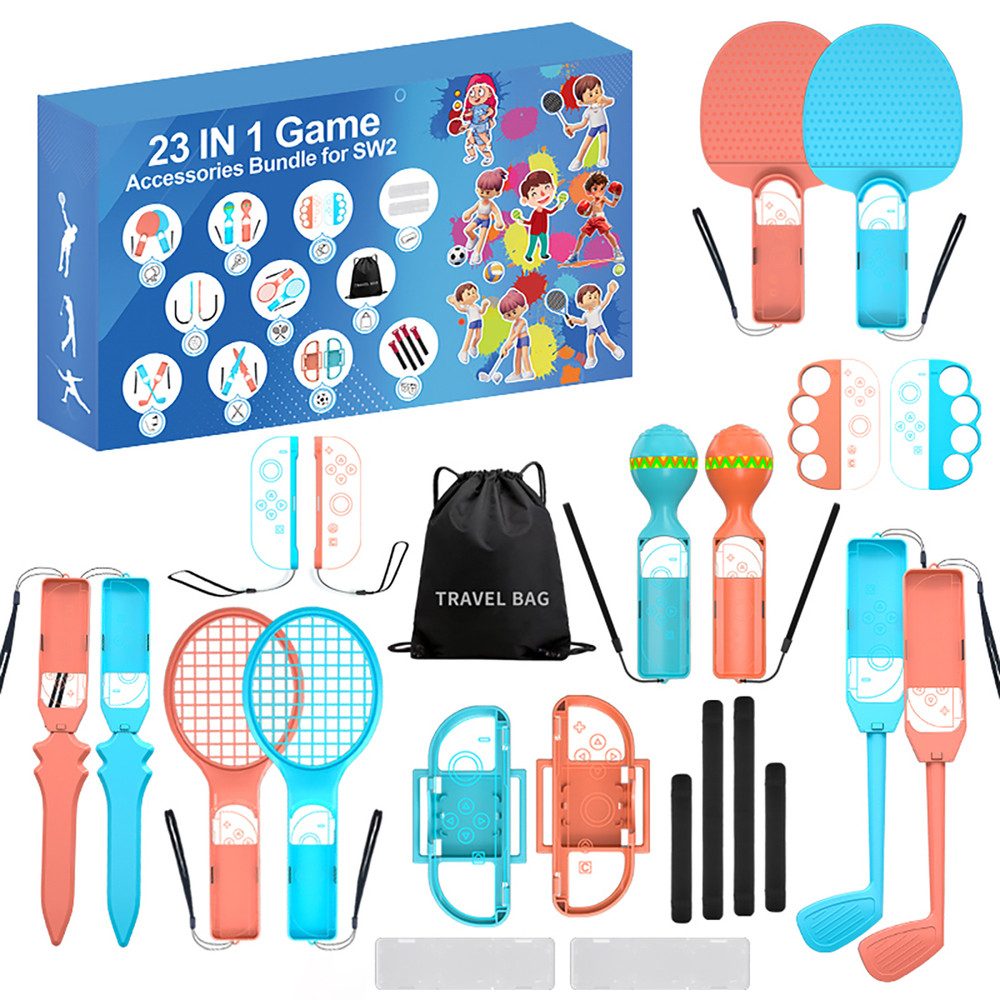 Wisam Nintendo Switch 23-in-1 Familien Zubehör Set Orange-Blau Zubehör Nintendo