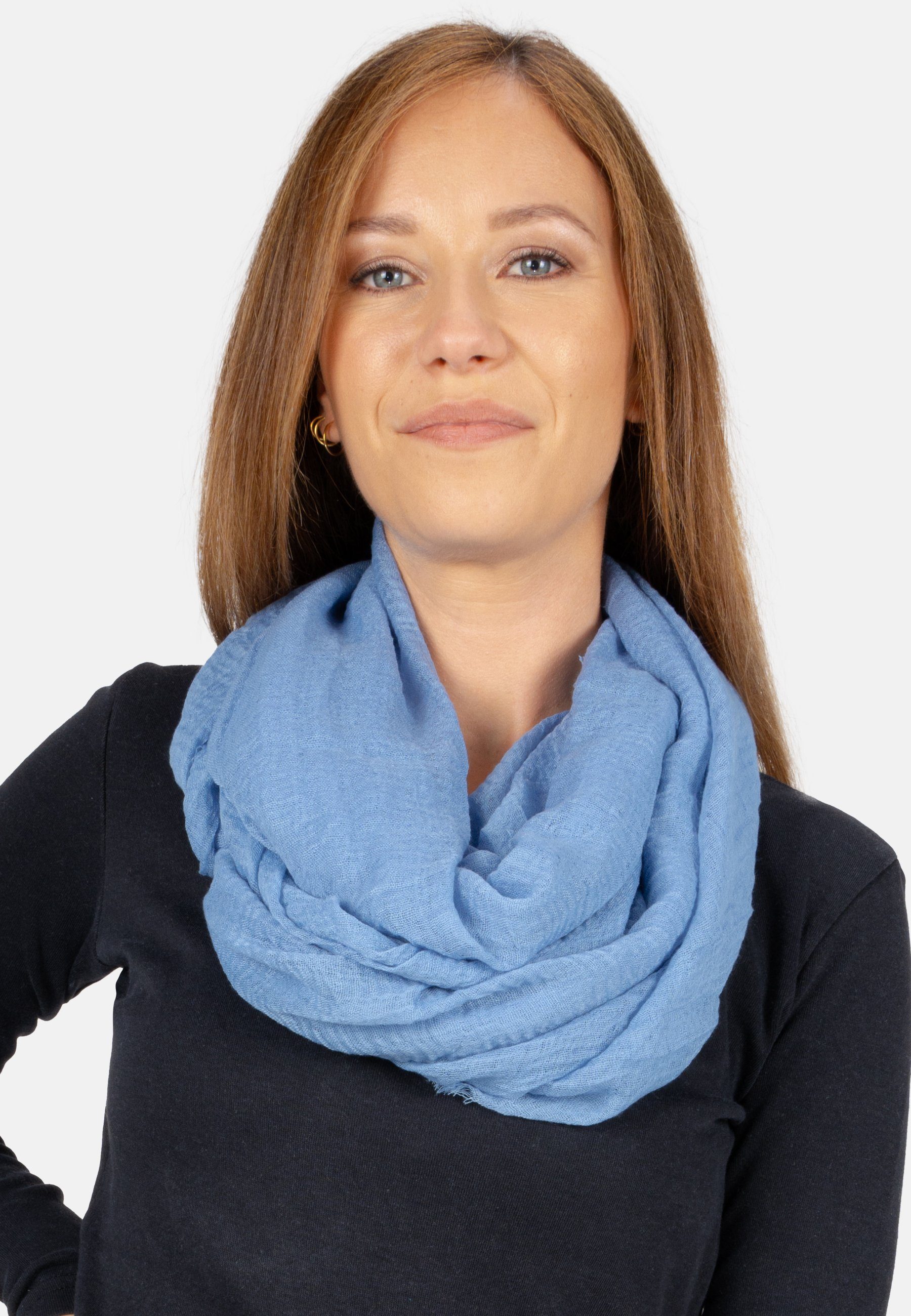 weicher und leichter Dünner, Schal Struktur Schal, gewellter jeansblau Damen of Seasons Schal Uni April Isabella in