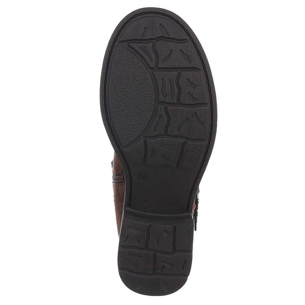 Ital-Design Rebellische Damen Boots mit Nieten und Riemen Stiefelette (90726809) Blockabsatz Western- & Bikerboots in Braun