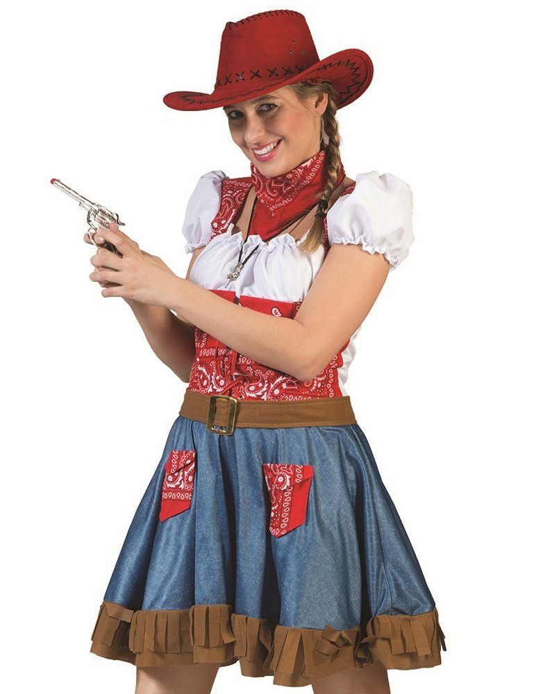 Das Kostümland Kostüm Cowgirl Kostüm 'Arizona' für Damen - Blau Rot, Co
