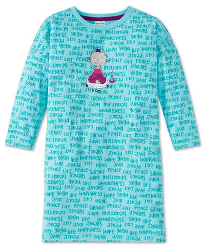 Schiesser Nachthemd Cat Zoe (Set, Set) Mädchen Schlafanzug, Sleepshirt, Nachthemd, langarm, Single-Jersey