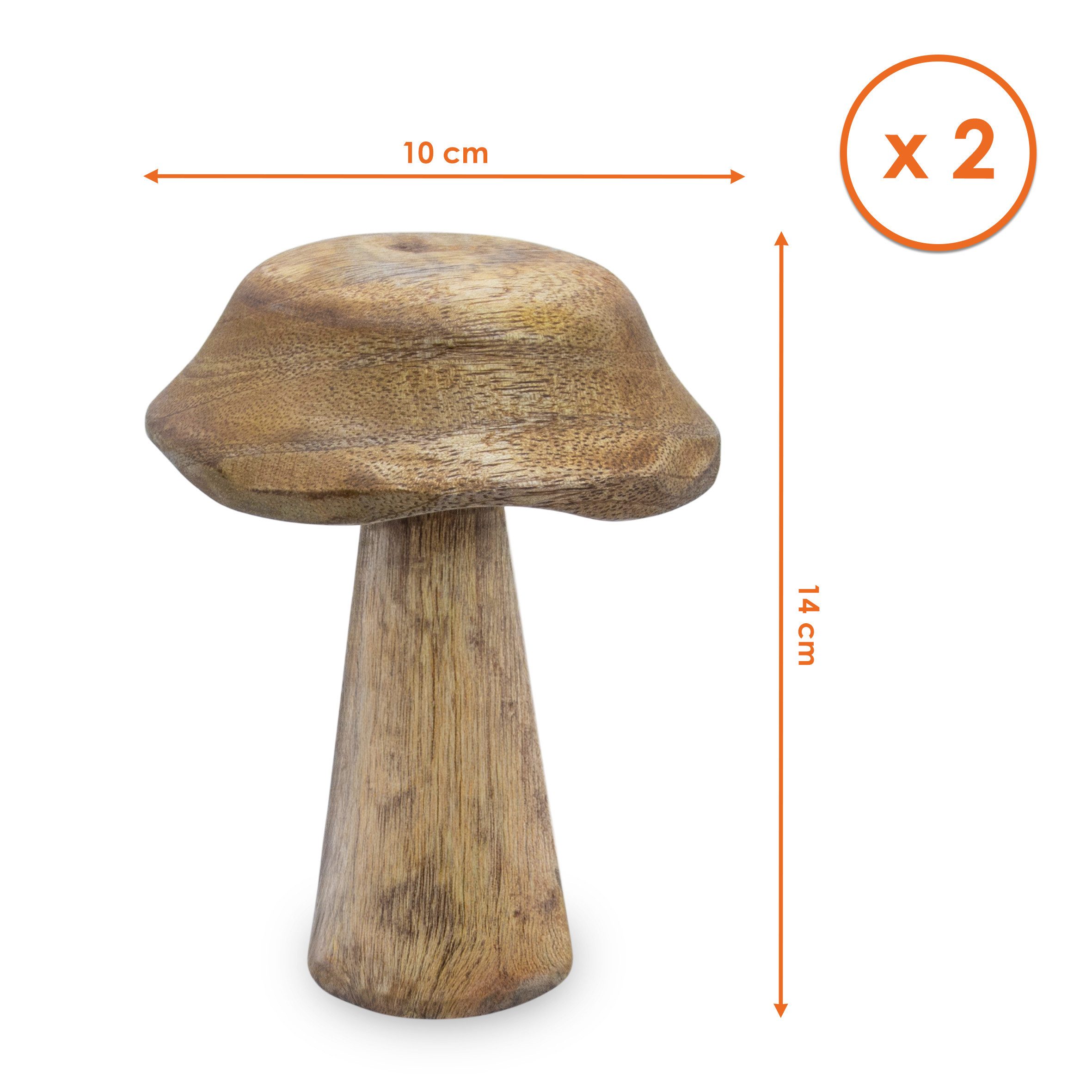 Spetebo Dekofigur Mango Holz Deko Pilze 2er Set zum Hinstellen (natur, 1 St.,14 x 10 cm), Holz Pilz Figur für vielseitige Dekoration – Bild 2 von 5