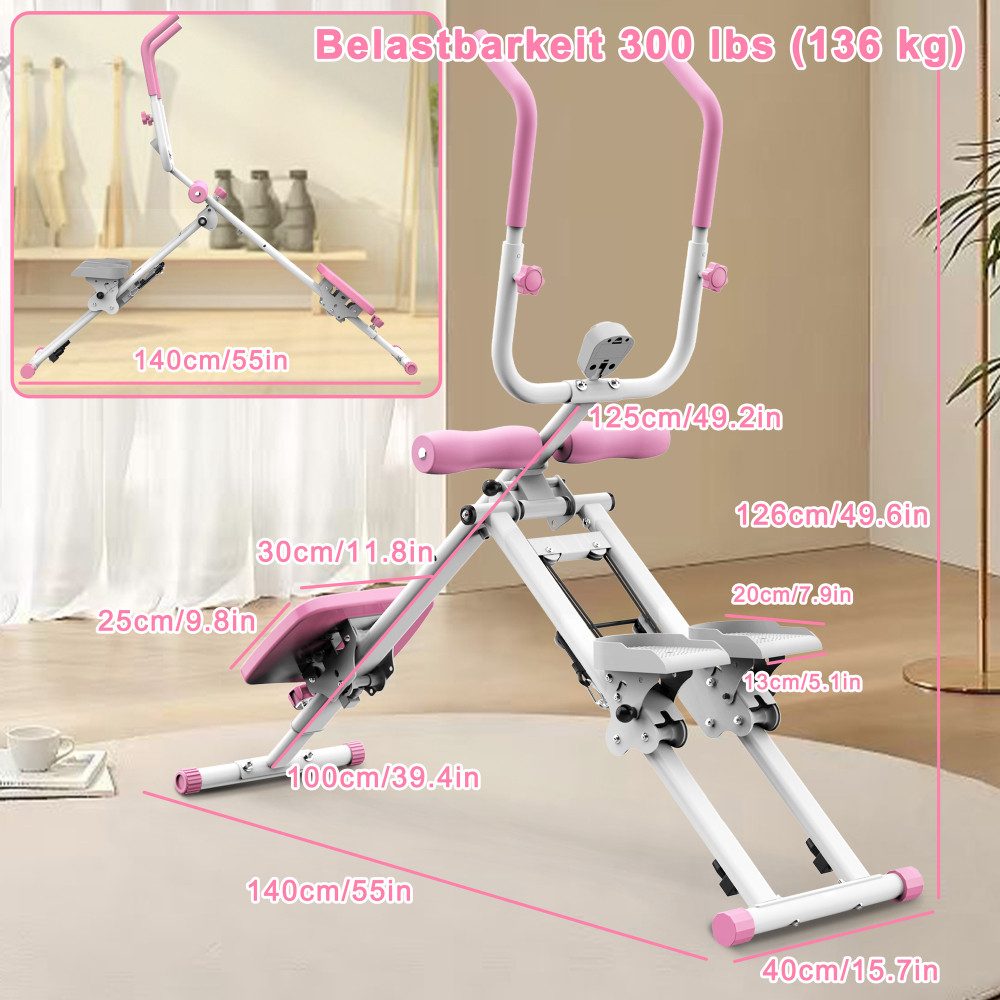 BBG Bauchtrainer 2-in-1 Treppenstepper Bauchtrainer für Zuhause, faltbares Ganzkörper-Trainingsgerät aus Stahl Q235 für Home Gym