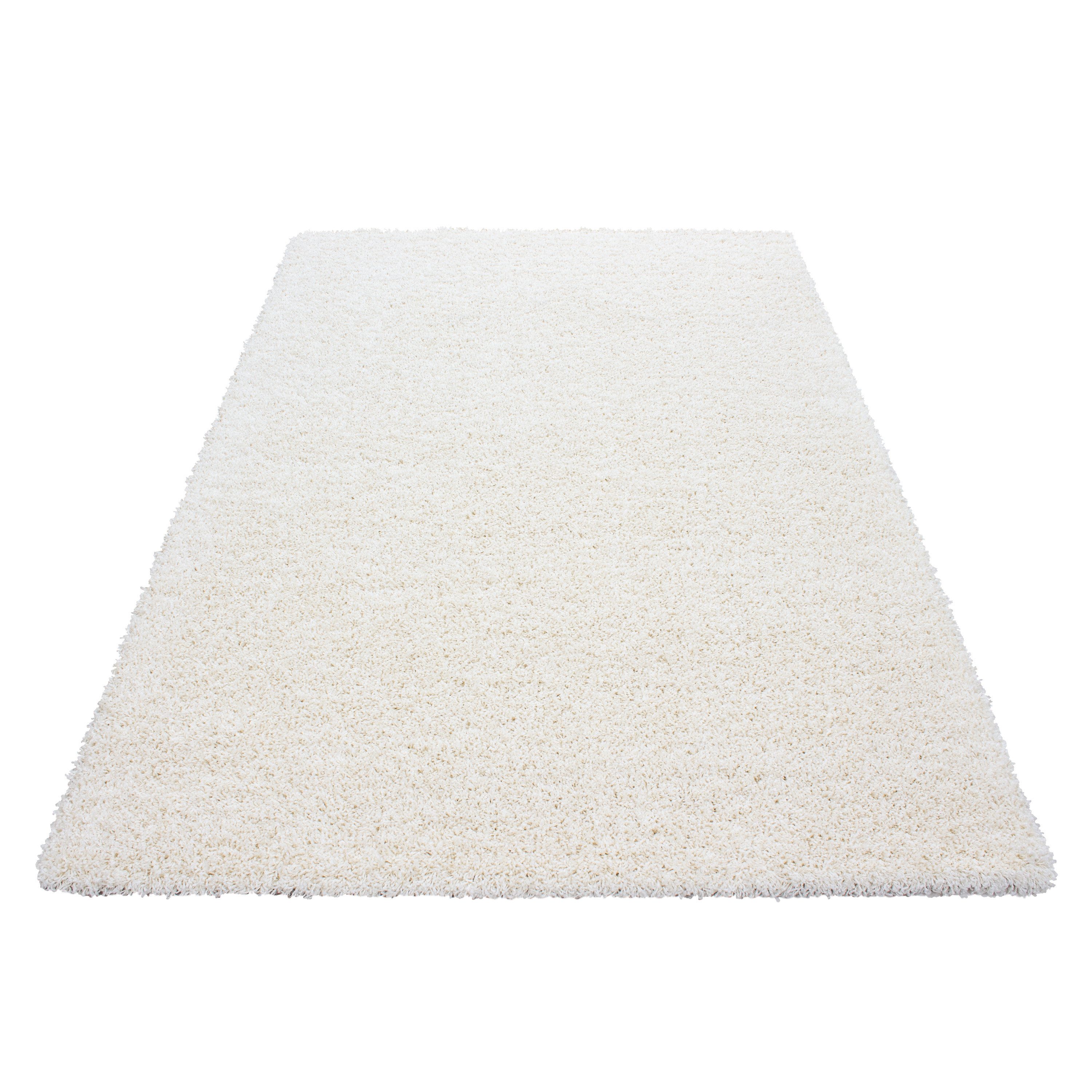 KADIMA DESIGN Teppich Shaggy Hochflorteppich Wohnzimmer Läufer Rund Waschbar RHEIN, Läufer, Höhe: 32 mm, Creme, 60x110 cm, Wohnzimmerteppich Strapazierfähig Was – Bild 3 von 5