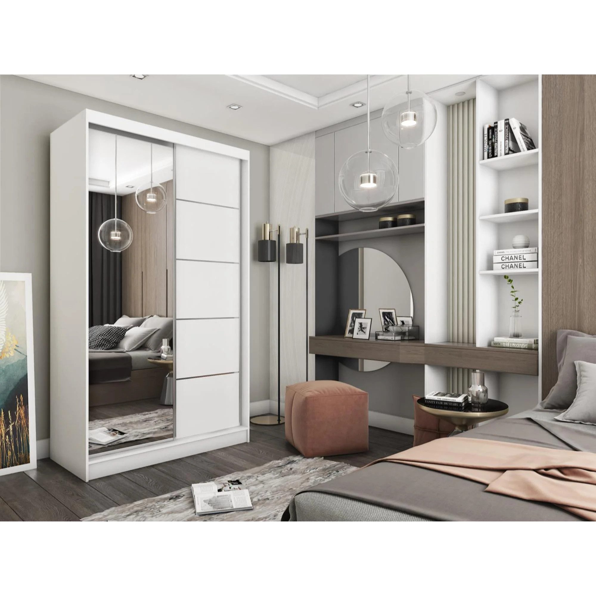 Beautysofa Schiebetürenschrank MARIKA II mit Schubladen, Spiegeln und Kleid günstig online kaufen
