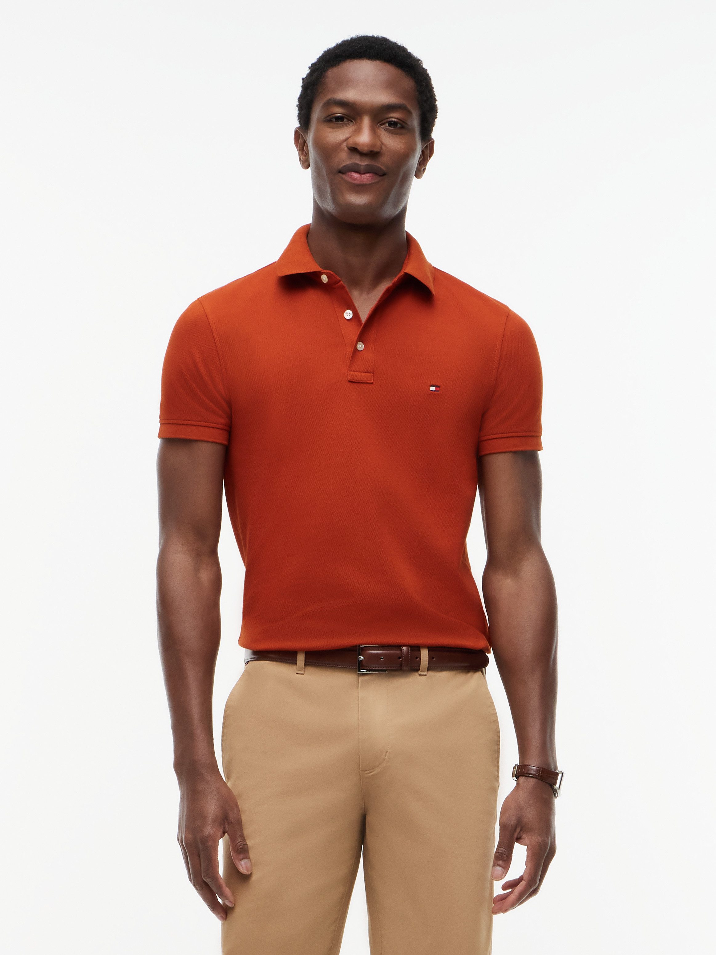 Tommy Hilfiger Poloshirt 1985 SLIM POLO Markenstickerei, aus Baumwoll-Piqué