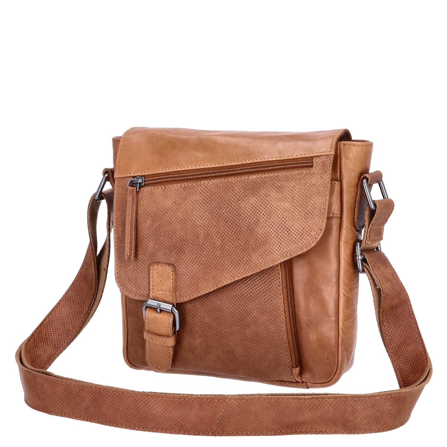 Umhängetasche The Skandinavian Brand Damen Leder Schultertasche Cognac