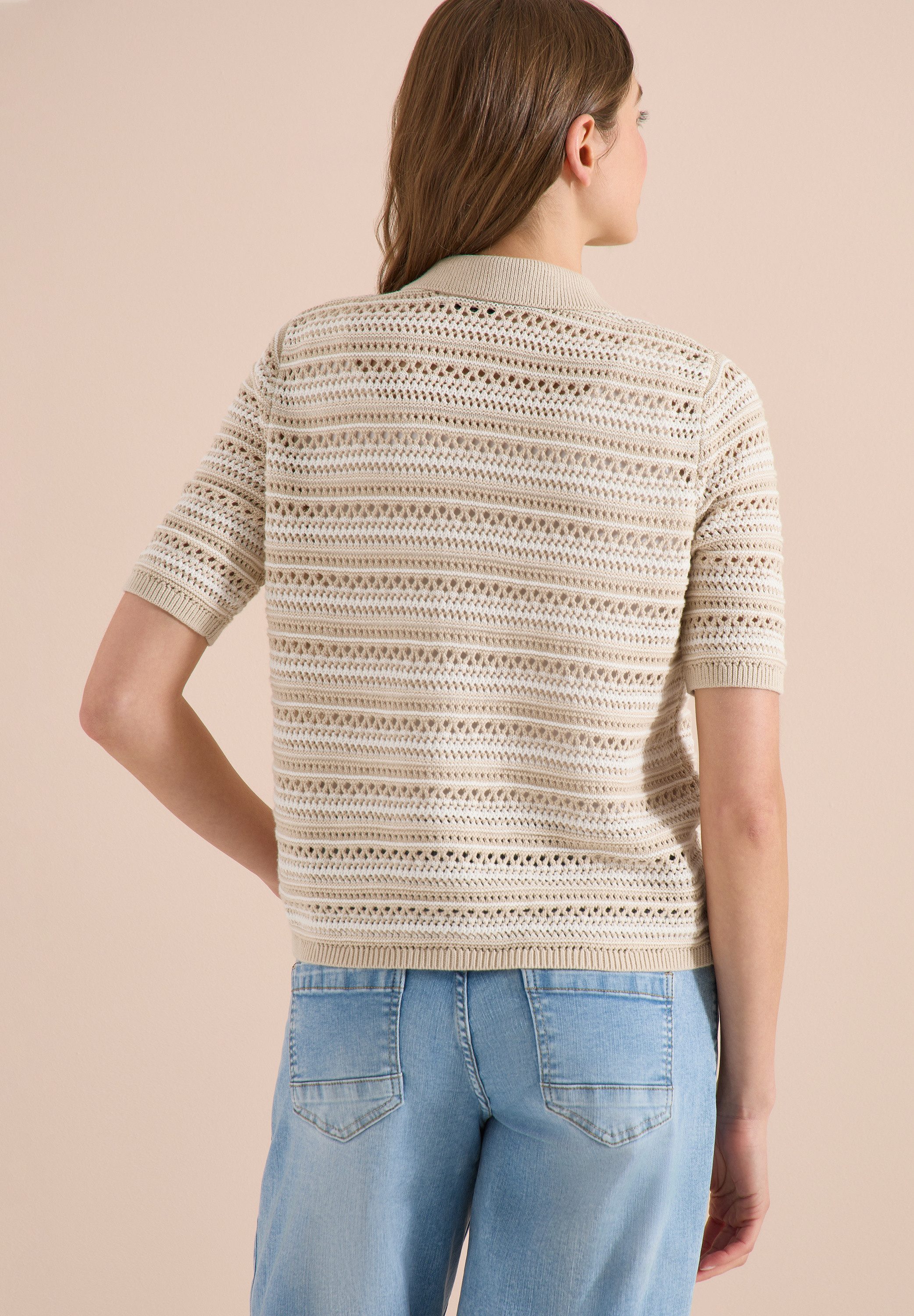 CECIL Strickjacke Kurzarm Cardigan mit Polokragen