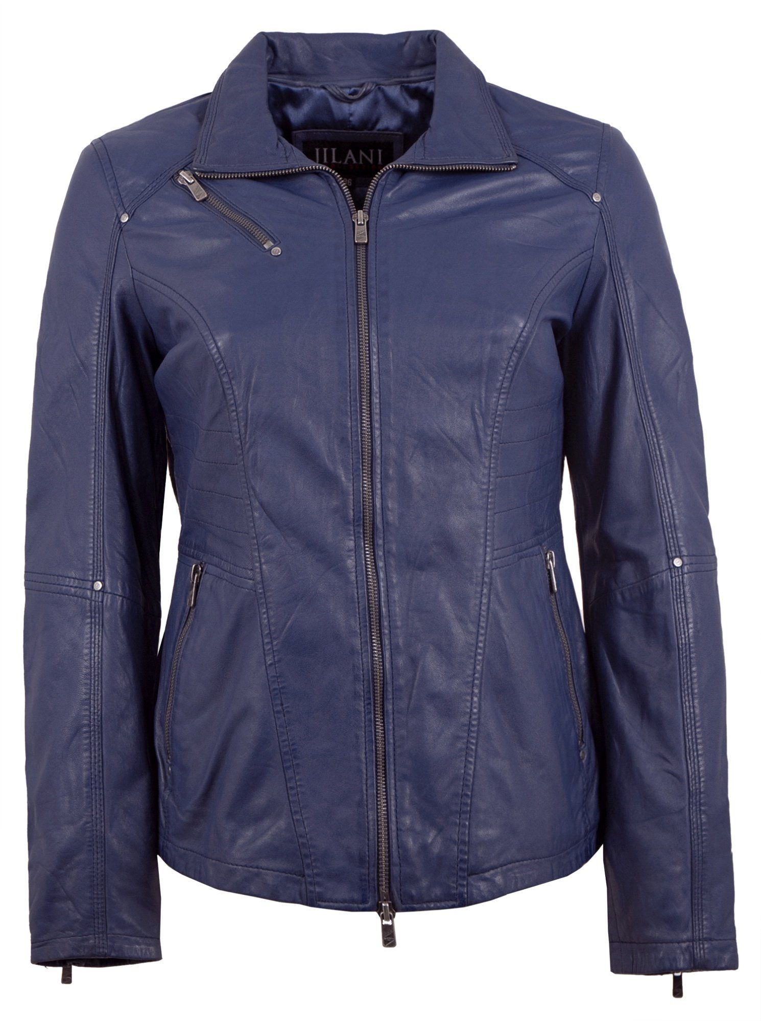 Jilani Lederjacke Leana Echtleder Damen Lederjacke Lammnappa blau