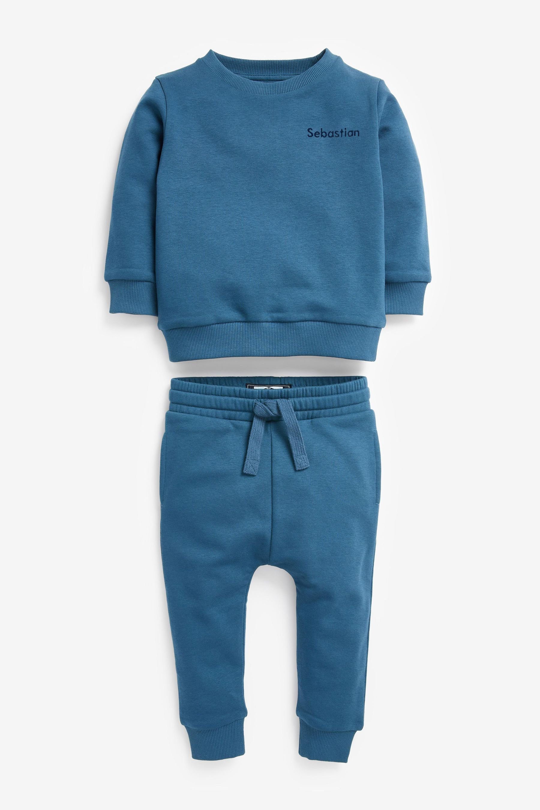 (2-tlg) Jersey-Sweatshirt und Sweatanzug im Set Next Blue Jogginghose