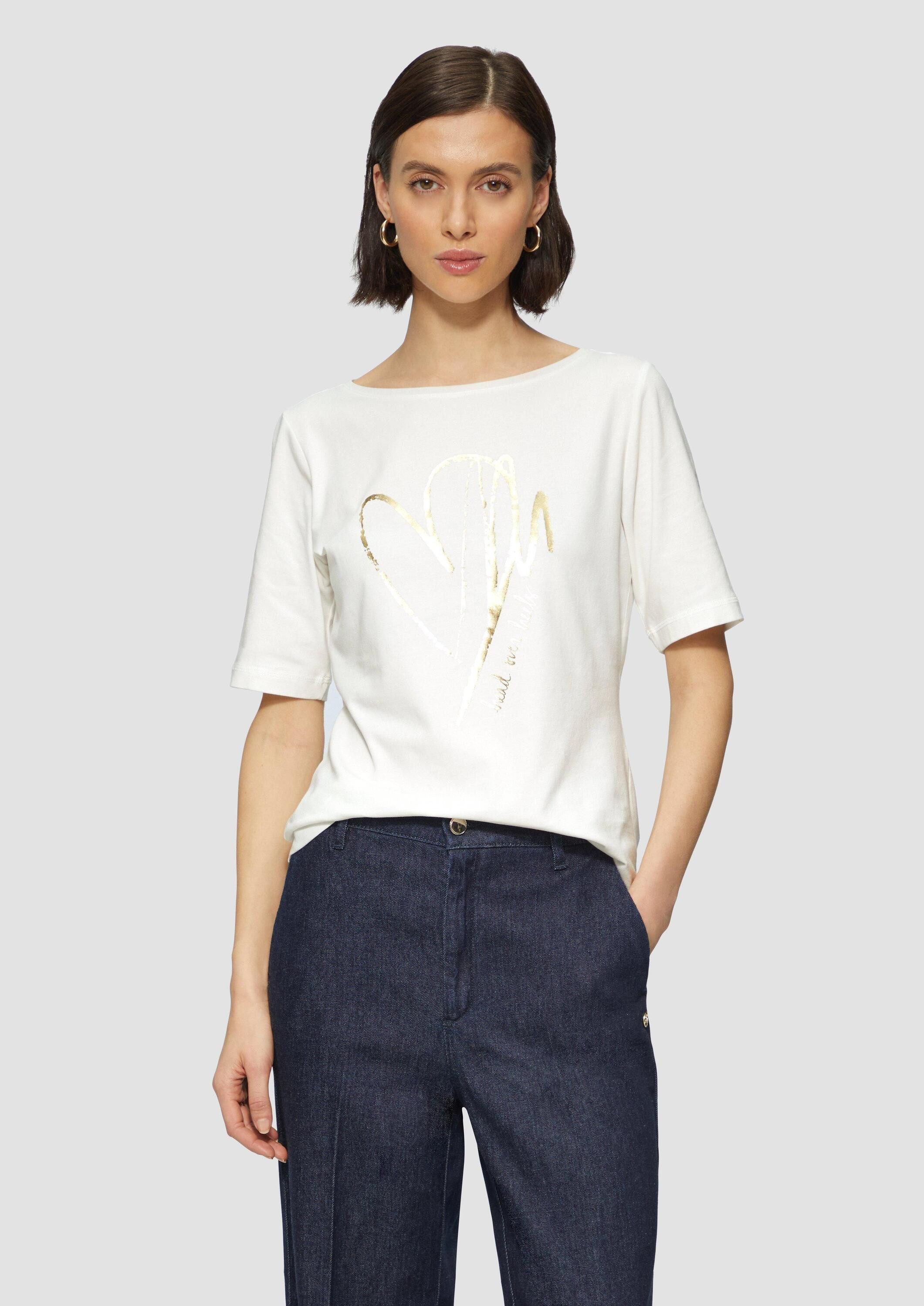 s.Oliver Kurzarmshirt T-Shirt T-Shirt aus Baumwollmix mit Metallic-Print günstig online kaufen