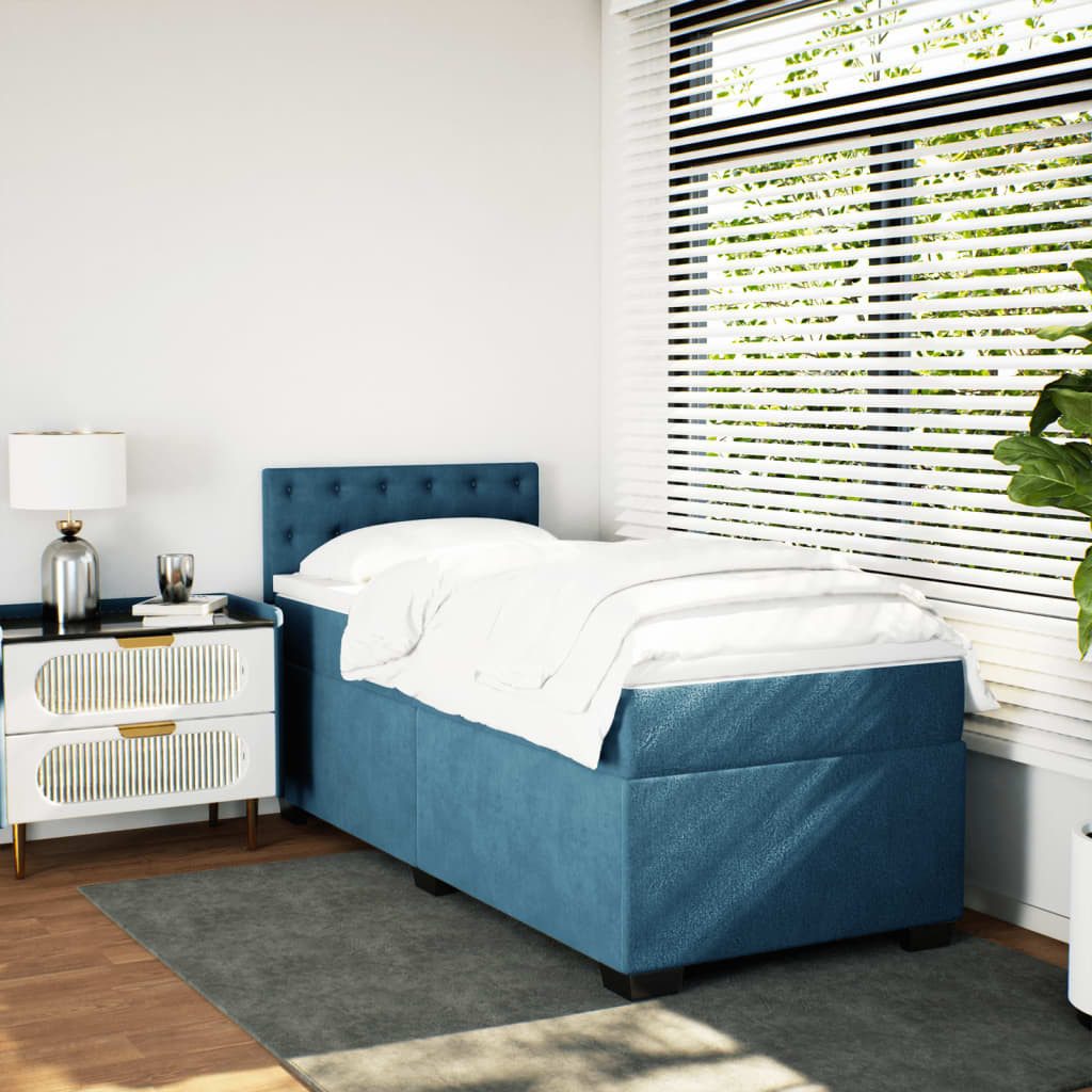 vidaXL Bett Boxspringbett mit Matratze Dunkelblau günstig online kaufen