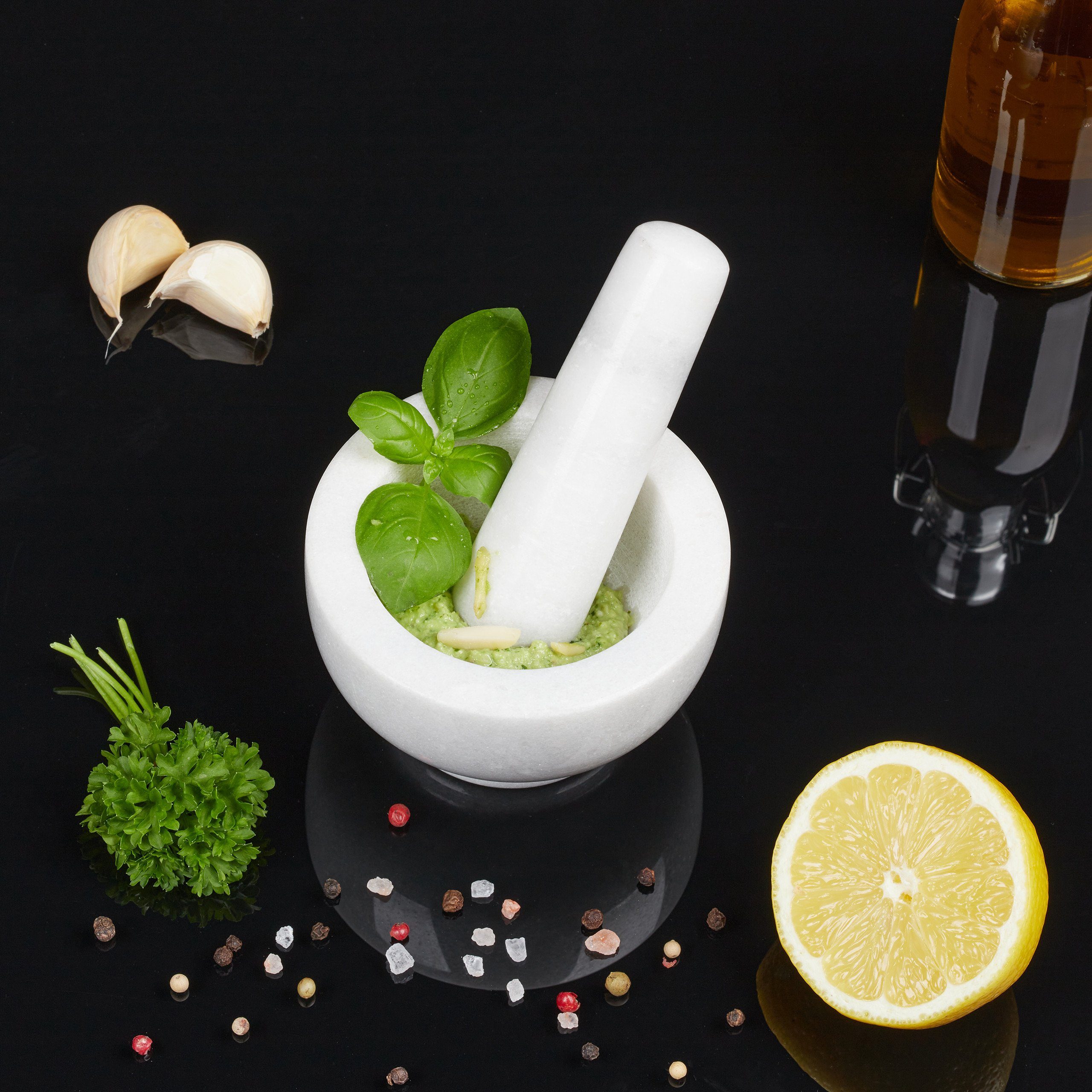 relaxdays Mörser Marmor Mörser mit Stößel klein
