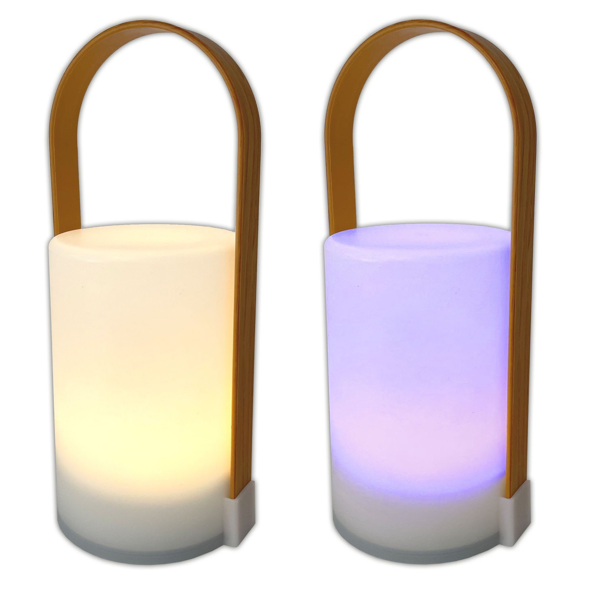 HAC24 LED Dekolicht 2x Tischlampe Lampe Dekolampe Beleuchtung Nachttischlampe, LED fest integriert, Warmweiß, Farbwechsel, Batteriebetrieben