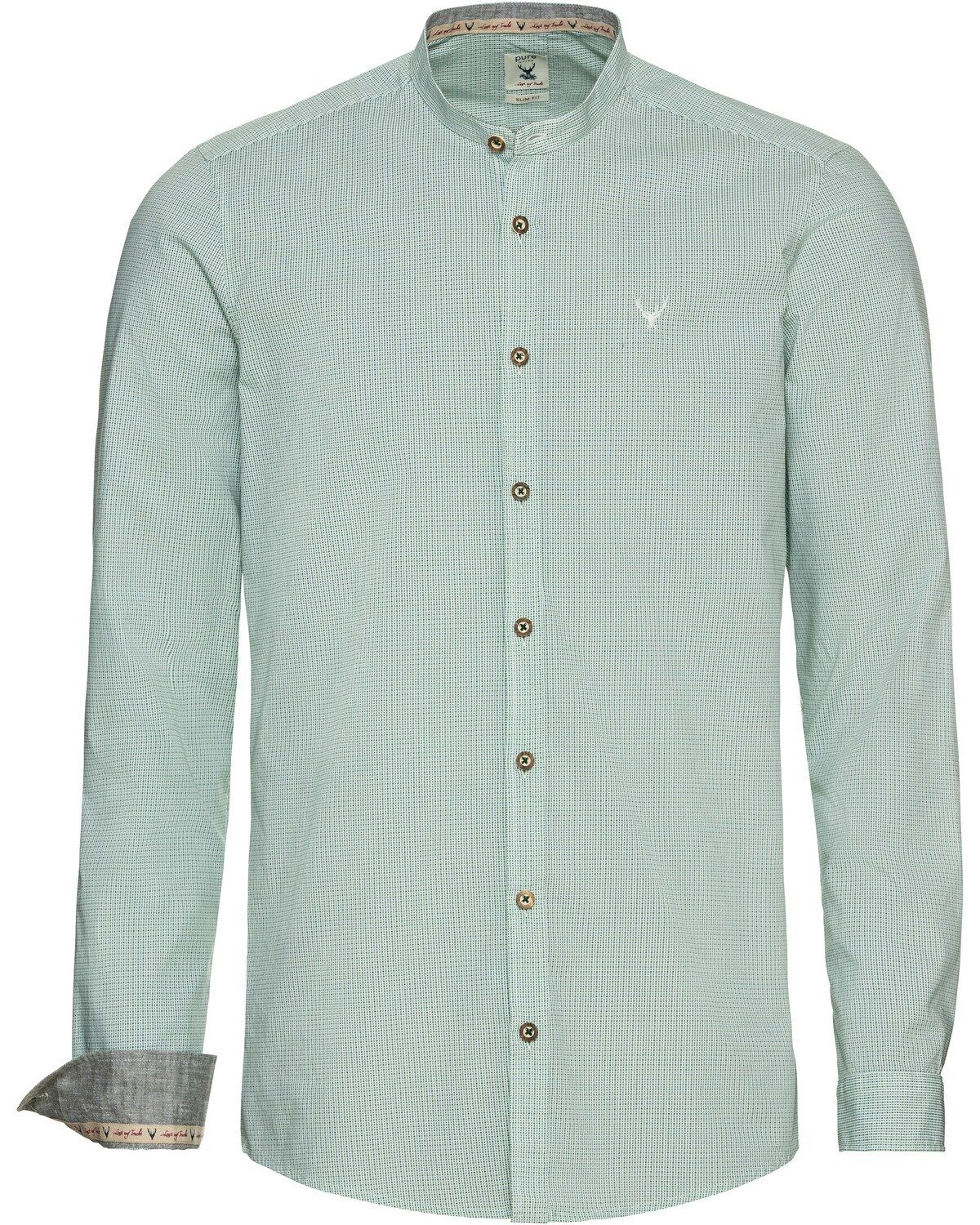Pure Trachtenhemd Stehkragenhemd mit Allover-Muster Grün