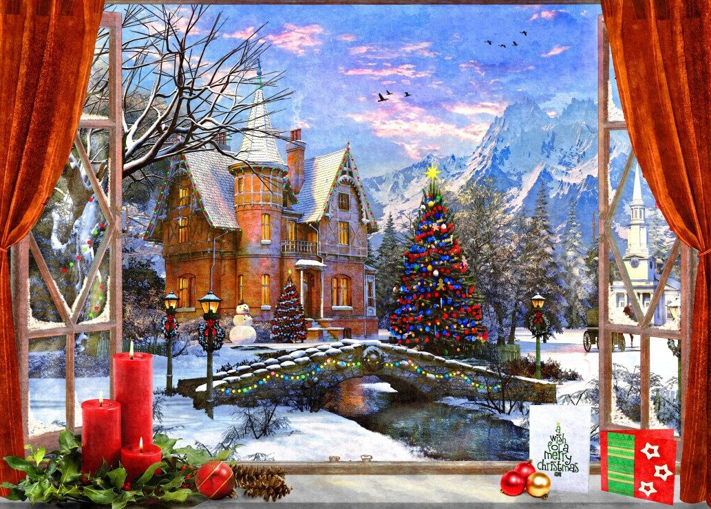 Bluebird Puzzle Puzzle Christmas Mountain View, Puzzleteile