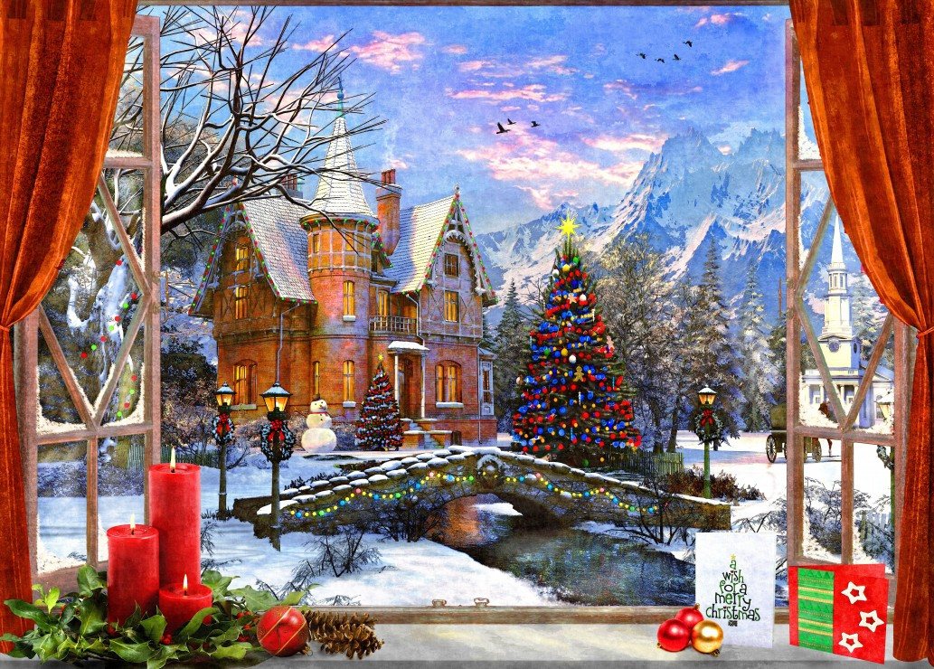 Bluebird Puzzle Puzzle Christmas Mountain View, Puzzleteile