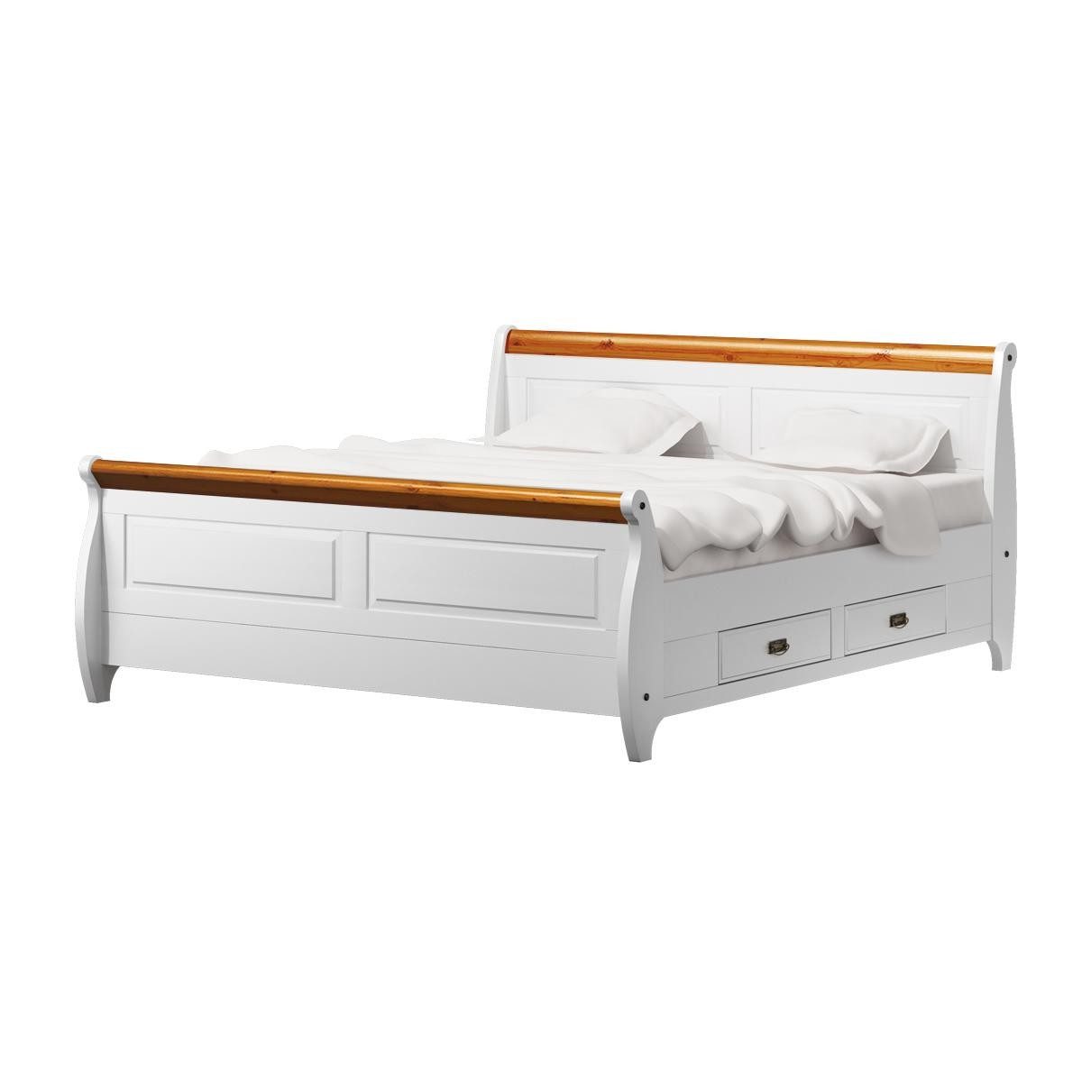 Xlmoebel Holzbett Luxus Doppelbett im Landhausstil in Weiß mit robuster Optik (1-tlg., Bett), Hergestellt in Europa