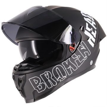Broken Head Motorradhelm BeProud Pro Sport Schwarz (Mit Schwarzem Visier), Mit Sonnenblende