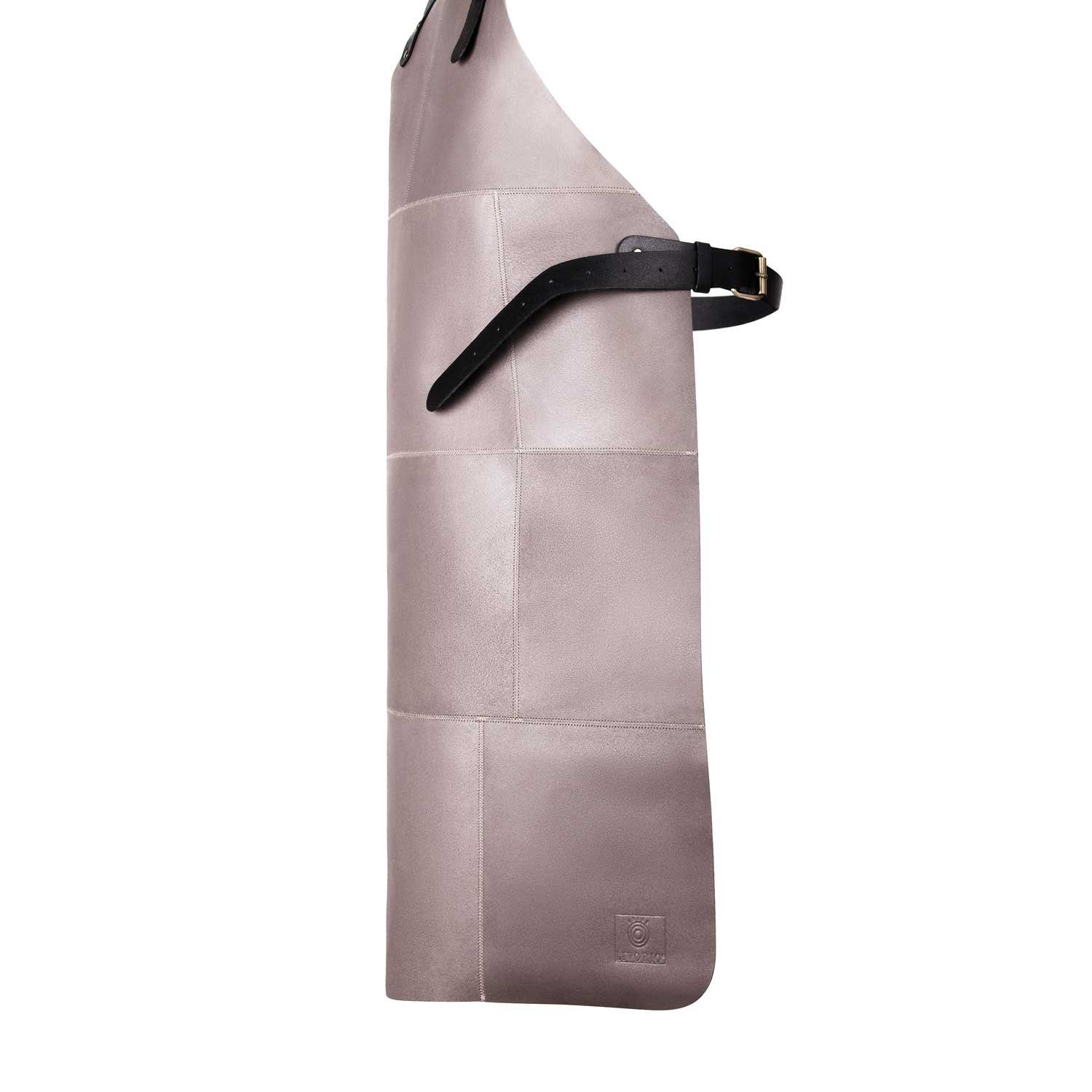 Livorio Grillschürze Livorio Lederschürze aus 100% echtem Leder, grau beige, Kochschürze, Kellnerschürze