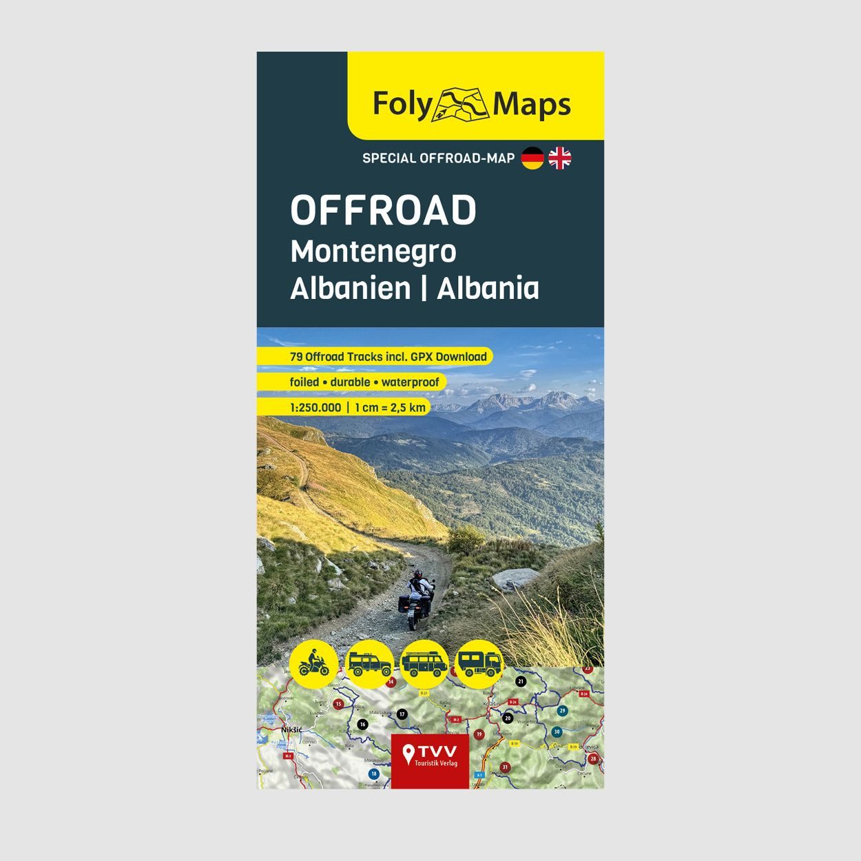 FolyMaps OFFROAD Montenegro, Albanien 1:250 000 / diverse, Spezialkarte mit 79 Offroad Pisten