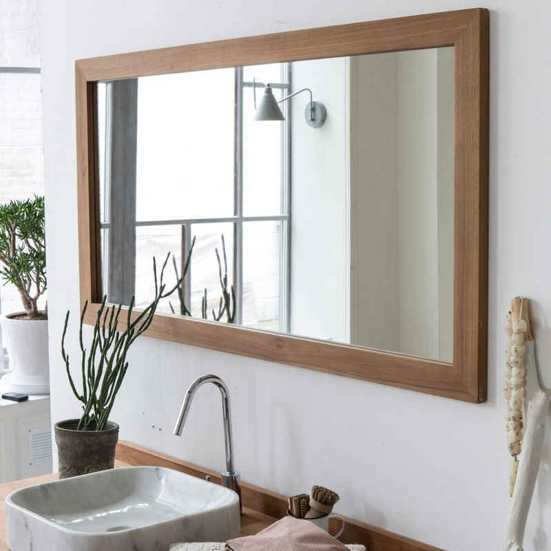 Tikamoon Spiegel Spiegel Wandspiegel Badspiegel aus Teak Massiv Hol